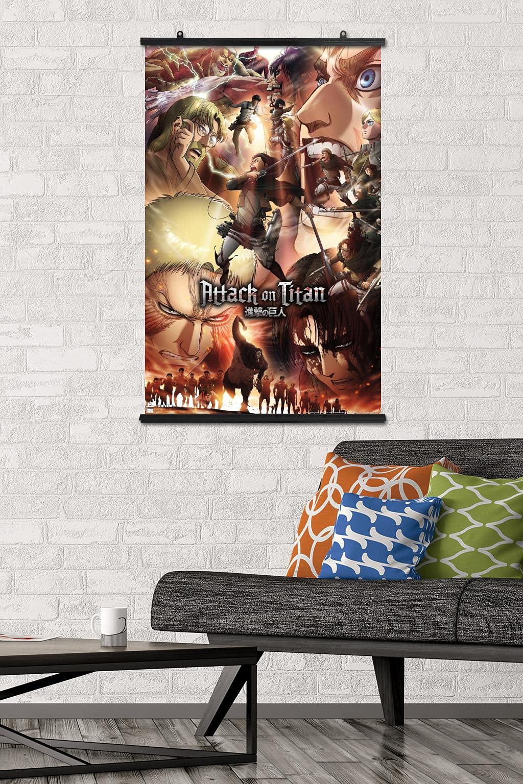 Trends International Attack On Titan: Season 3 - Key Art Wall Poster, 22.37'' X 34.00'', Poster & Clip Bundle