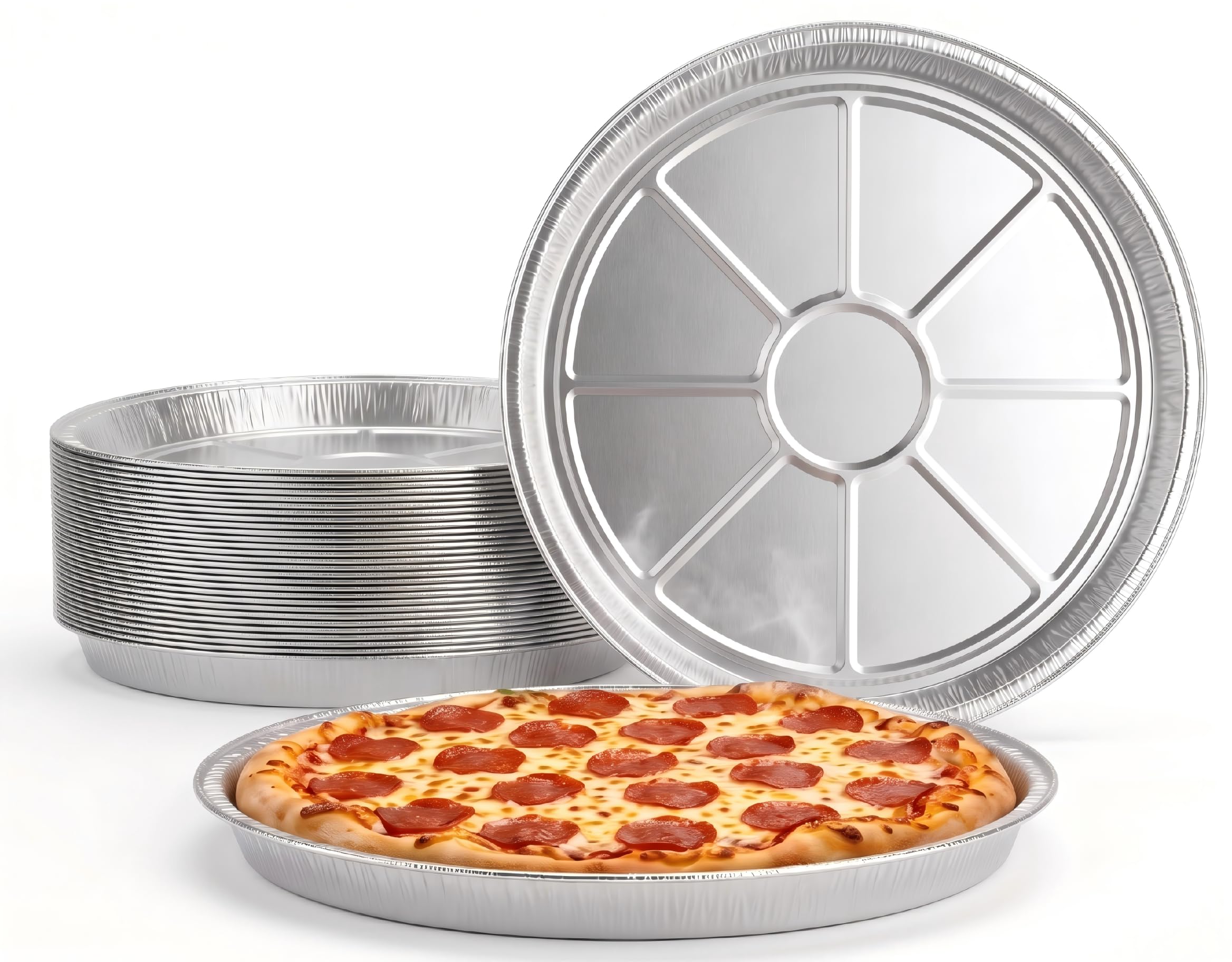 Julpvom 25Pack 12Inch Disposable Pizza Pans, Aluminum Baking Trays