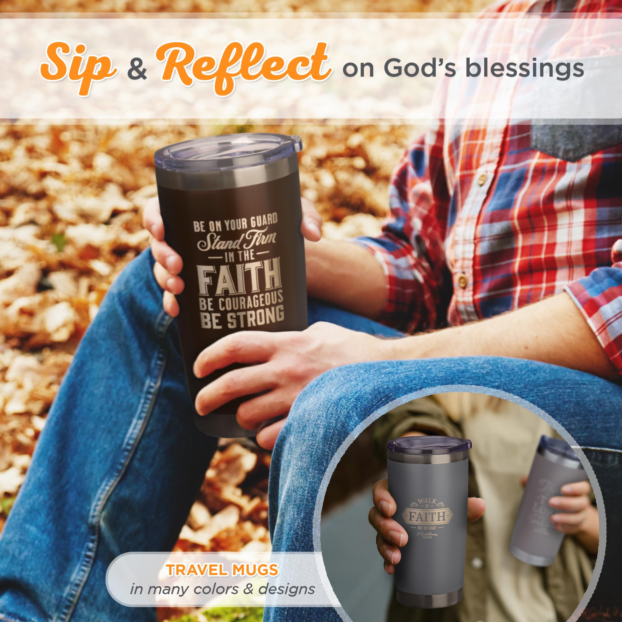 Christian Art Gifts Stainless Steel Double Wall Vacuum Insulated Travel Mug Tumbler For Women & Men: Stand Firm - 1 Cor. 16:13 B
