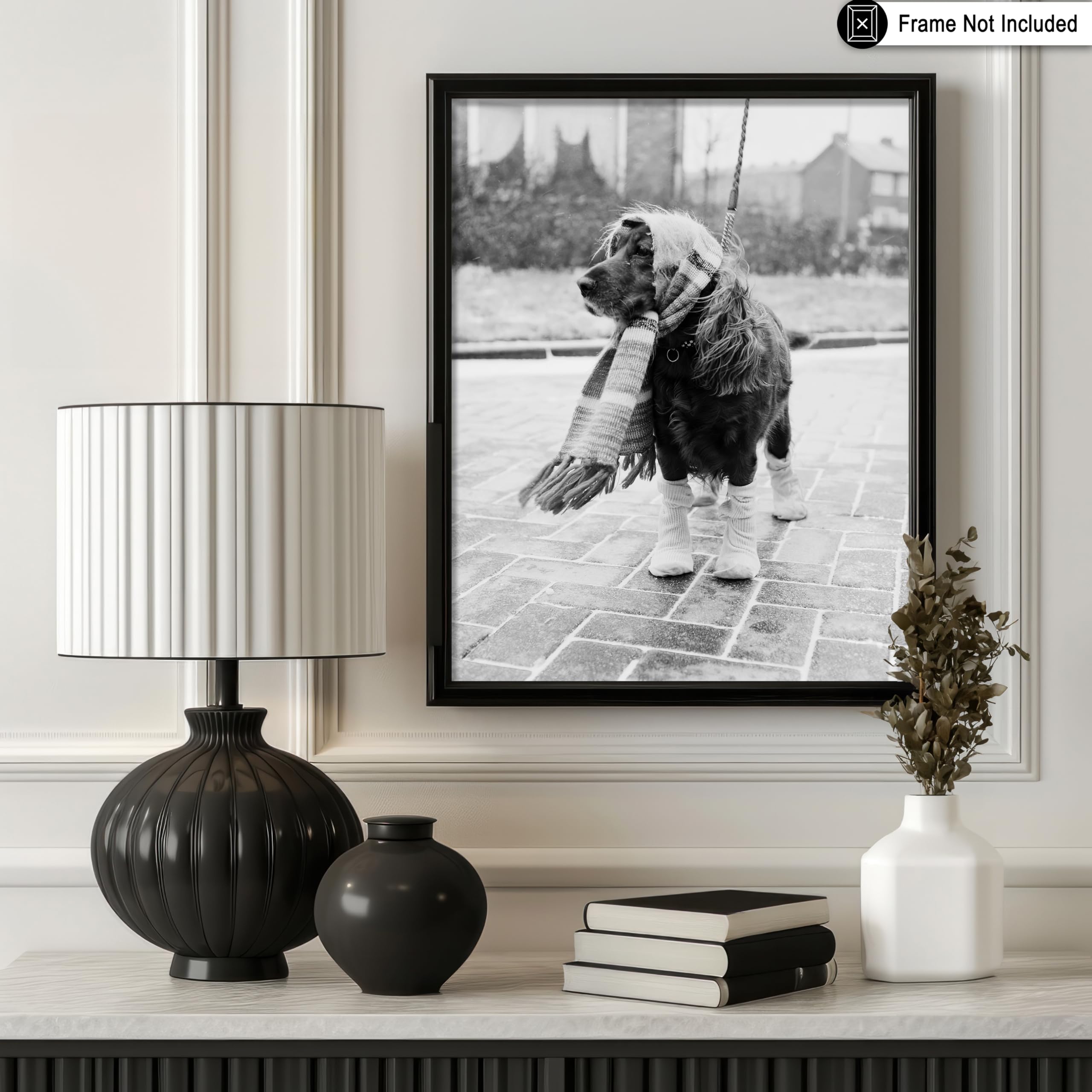 Poster Master Vintage Dog Dressed for Winter Print - Retro Dog Fashion Poster - Photography Art - Funny Gift for Men, Women, Ani
