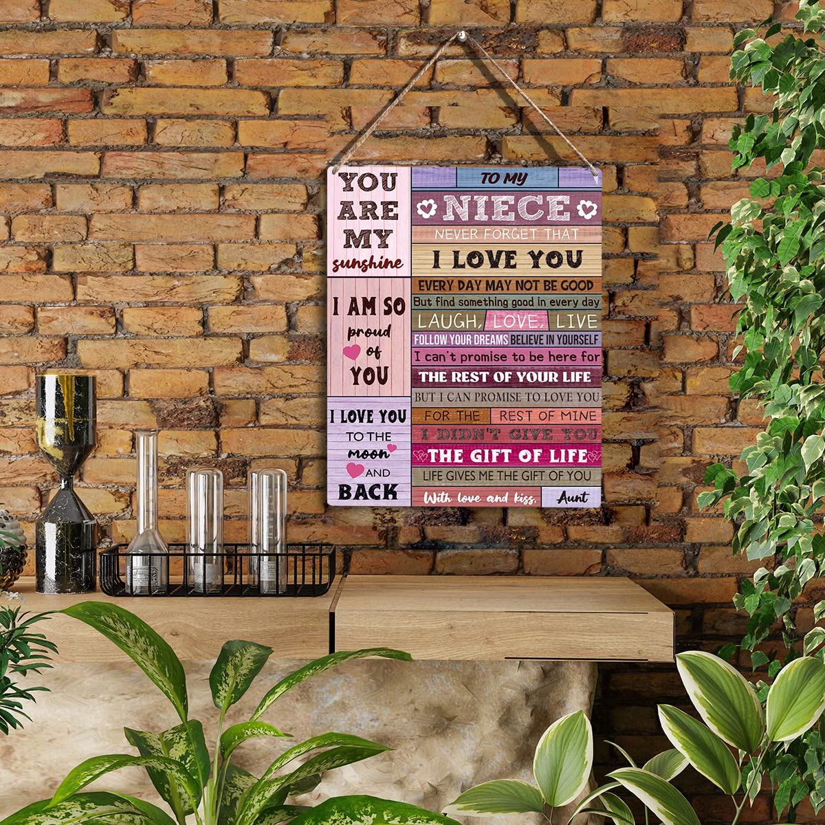 Niece Gifts from Auntie To My Niece Wooden Hanging Sign Back to School Encouragement Gift for Niece from Aunt Uncle Wall Decor f