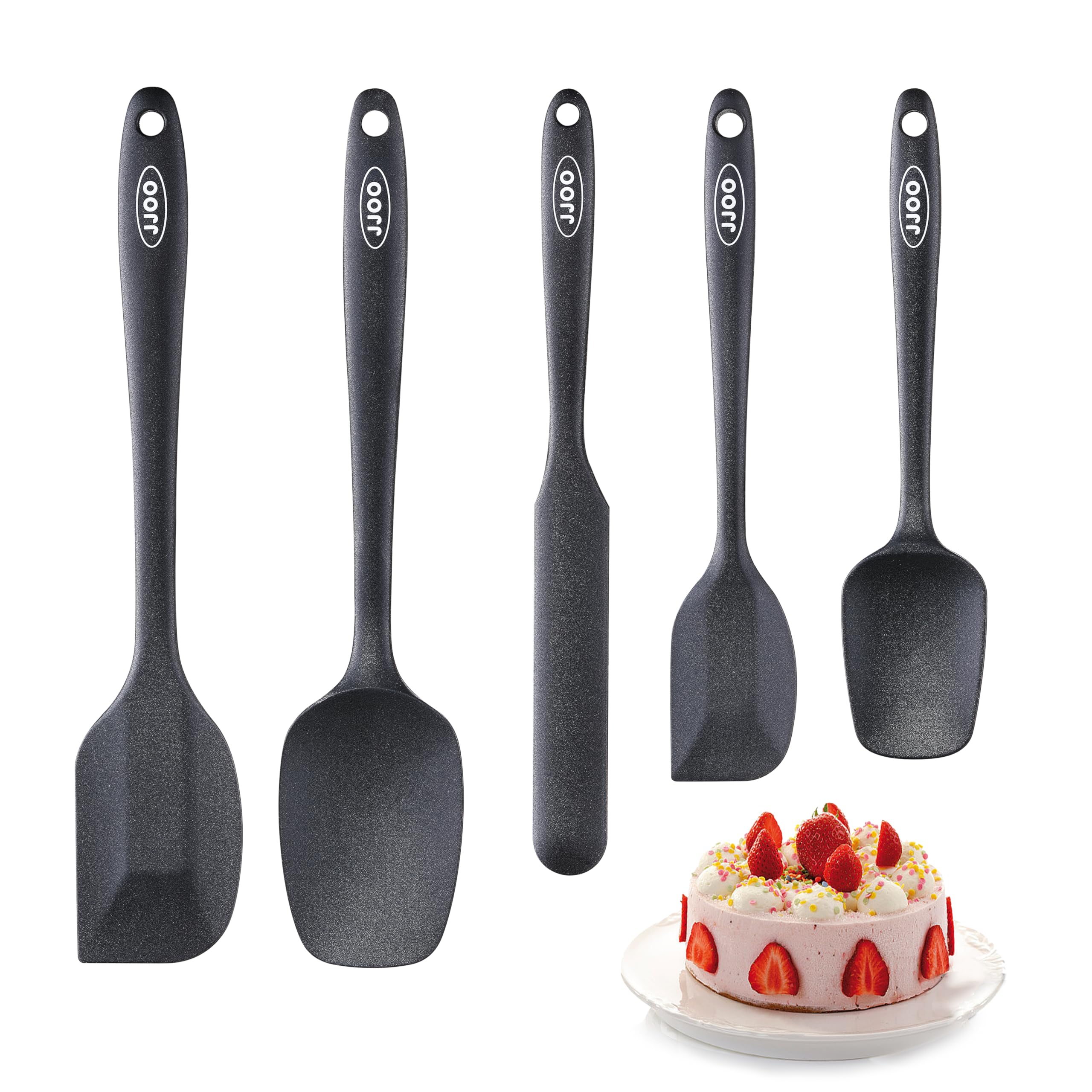 Jjoo Silicone Spatula Set, 5 Pack Heat Resistant Silicone Rubber Spatula For Baking, Cooking And Mixing, Non Stick, Bpa-Free, Di