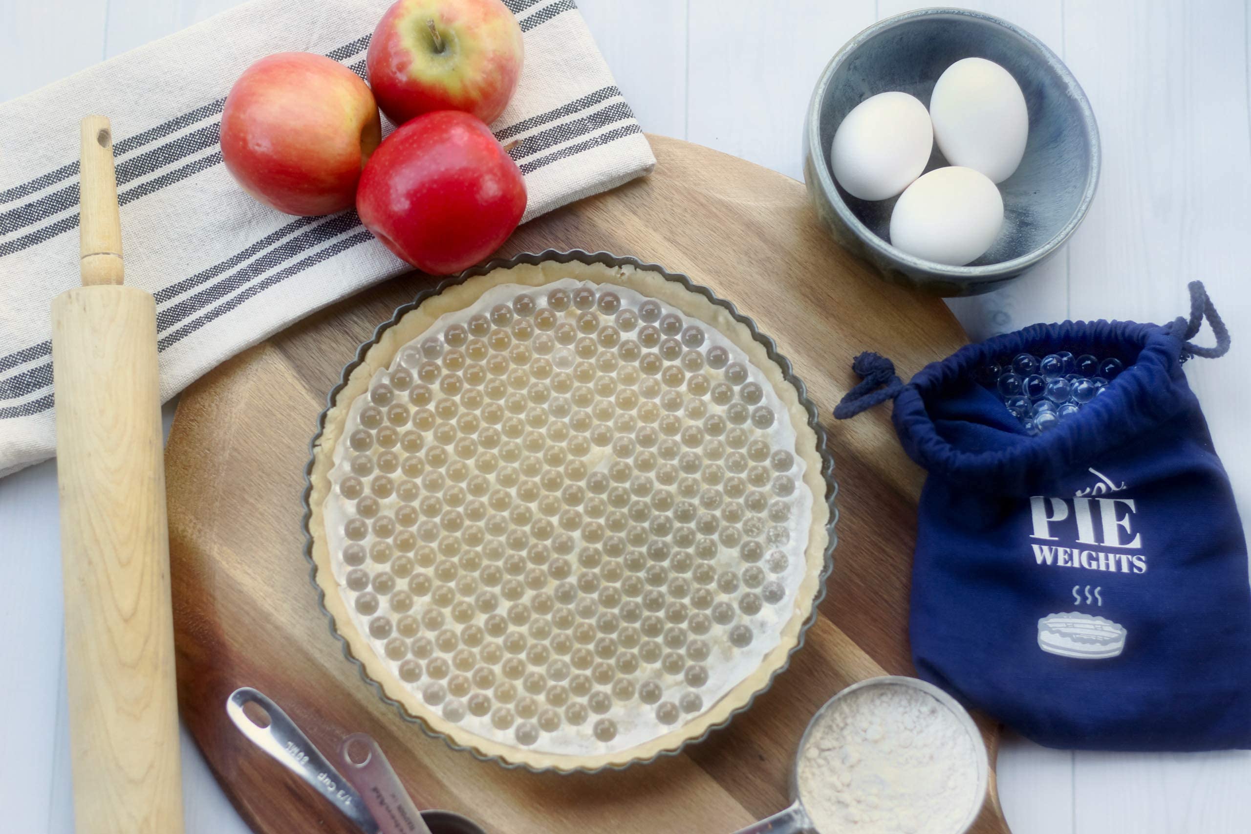 Glass Pie Weights For Baking | Better Than Ceramic Beads! Dust Free Borosilicate Glass | Large Quantity 2.5 Pounds | Drawstring