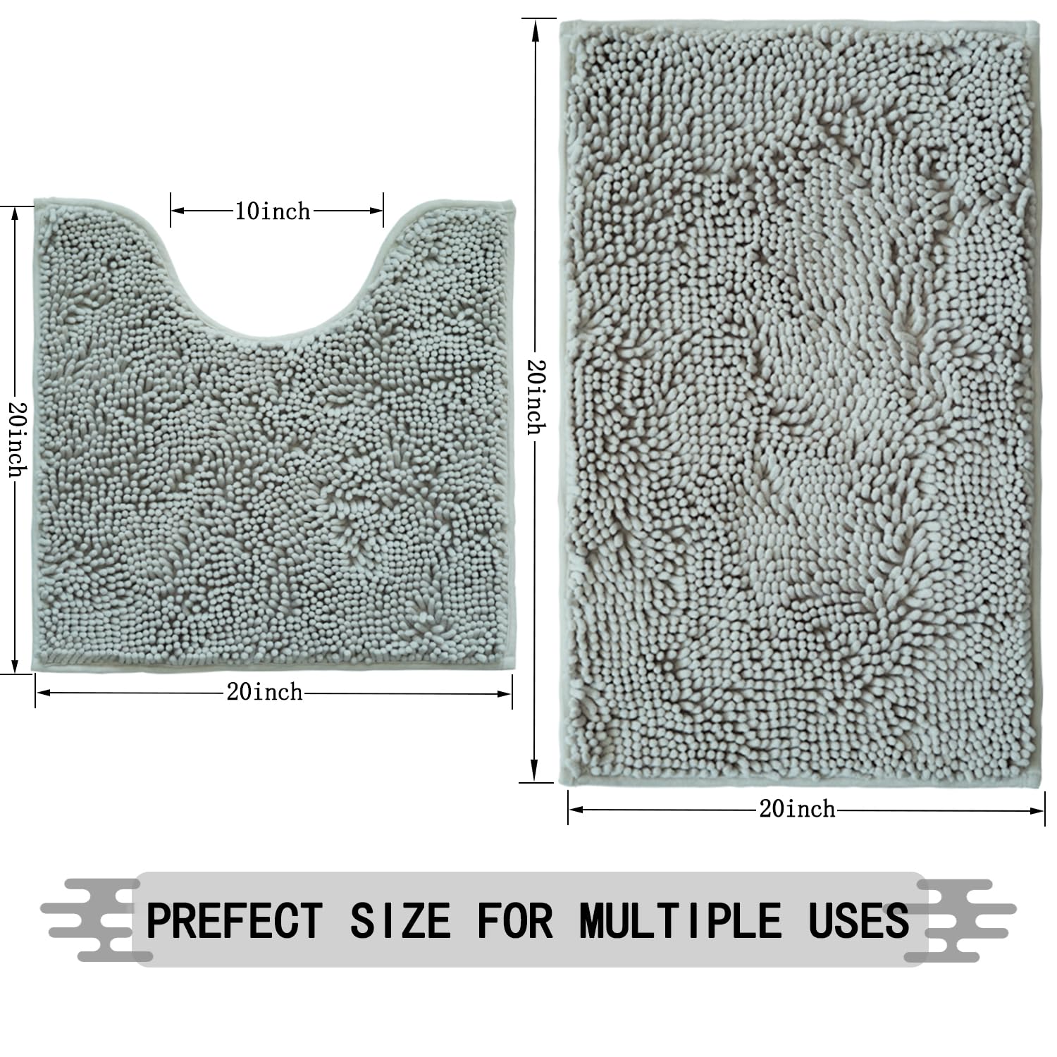 Flotstiga Bathroom Rugs Sets 2 Piece,Super Absorbent Soft,Thick,Machine Washable Chenille Bathroom Mat,Non Slip Toilet Floor Rug