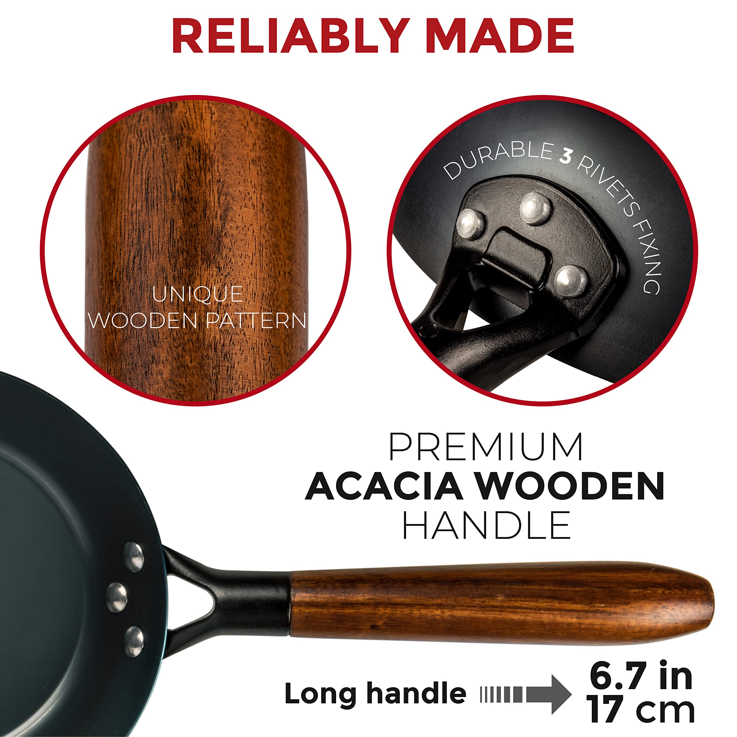 Coating-Free Carbon Steel Pan - Durable 7.9 Inch Frying Pan - Pans For Cooking Healthy And Delicious Meals - Carbon Steel Pan Wi