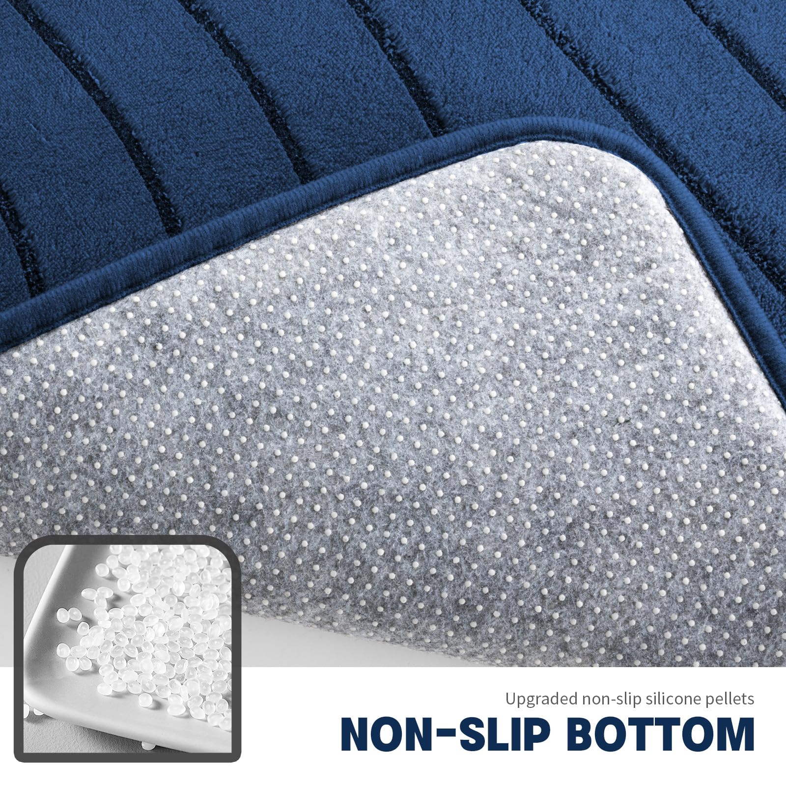 Yihouse Blue Bathroom Rug Set 5 Pieces, Soft Non Slip Memory Foam Bath Mat Set, Extra Thick Bath Mats For Bathroom, Machine Wash