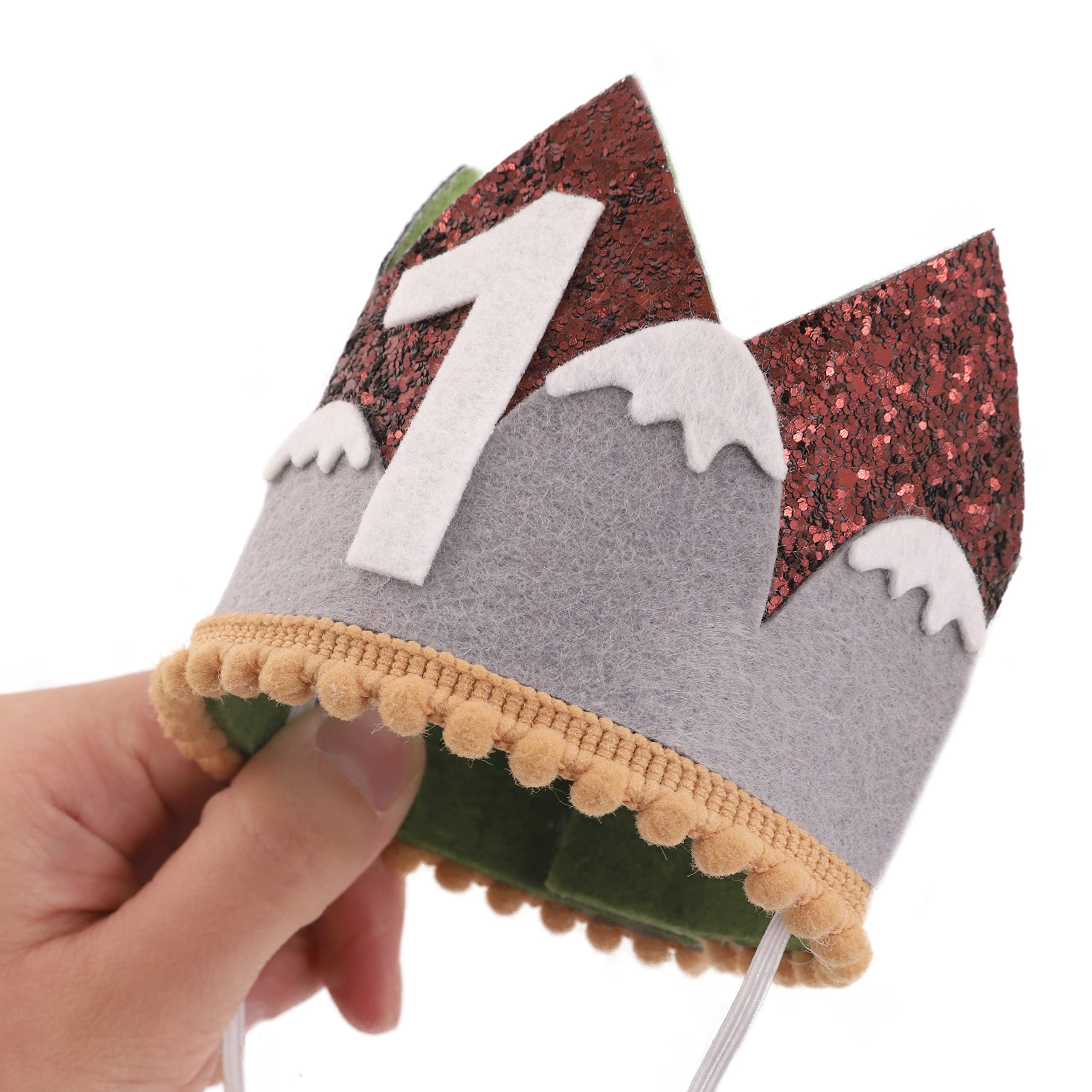 Wawuo Mountain Birthday Crown - One Happy Camper Crown For First Birthday Party, Adventure Awaits Birthday Protects Your Value,