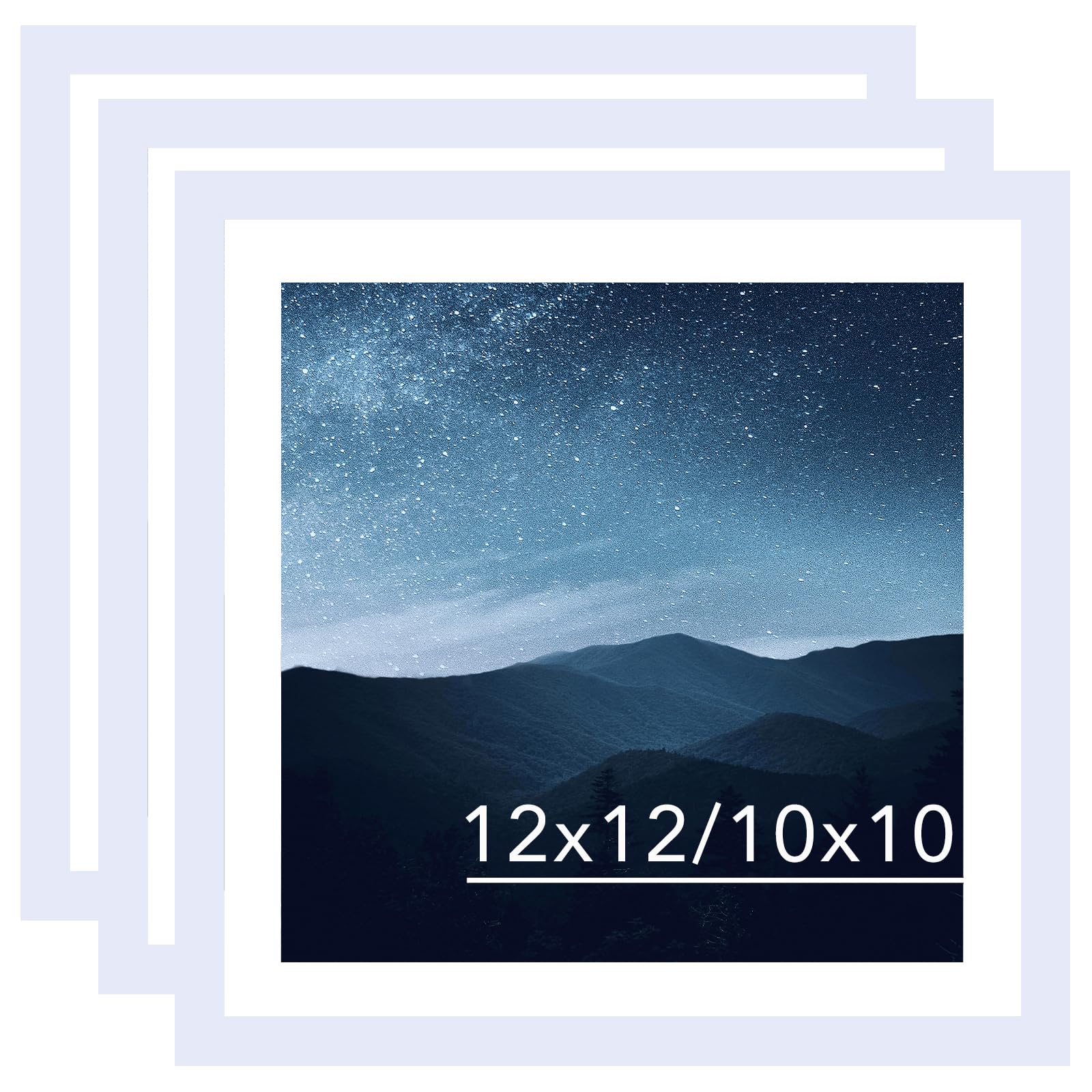 JCJMY 12x12 Picture Frame Set of 3 White with 10x10 Mat for 30 x 30cm Diamond Art Painting, Display Photo 12 x 12 Without Mat, W