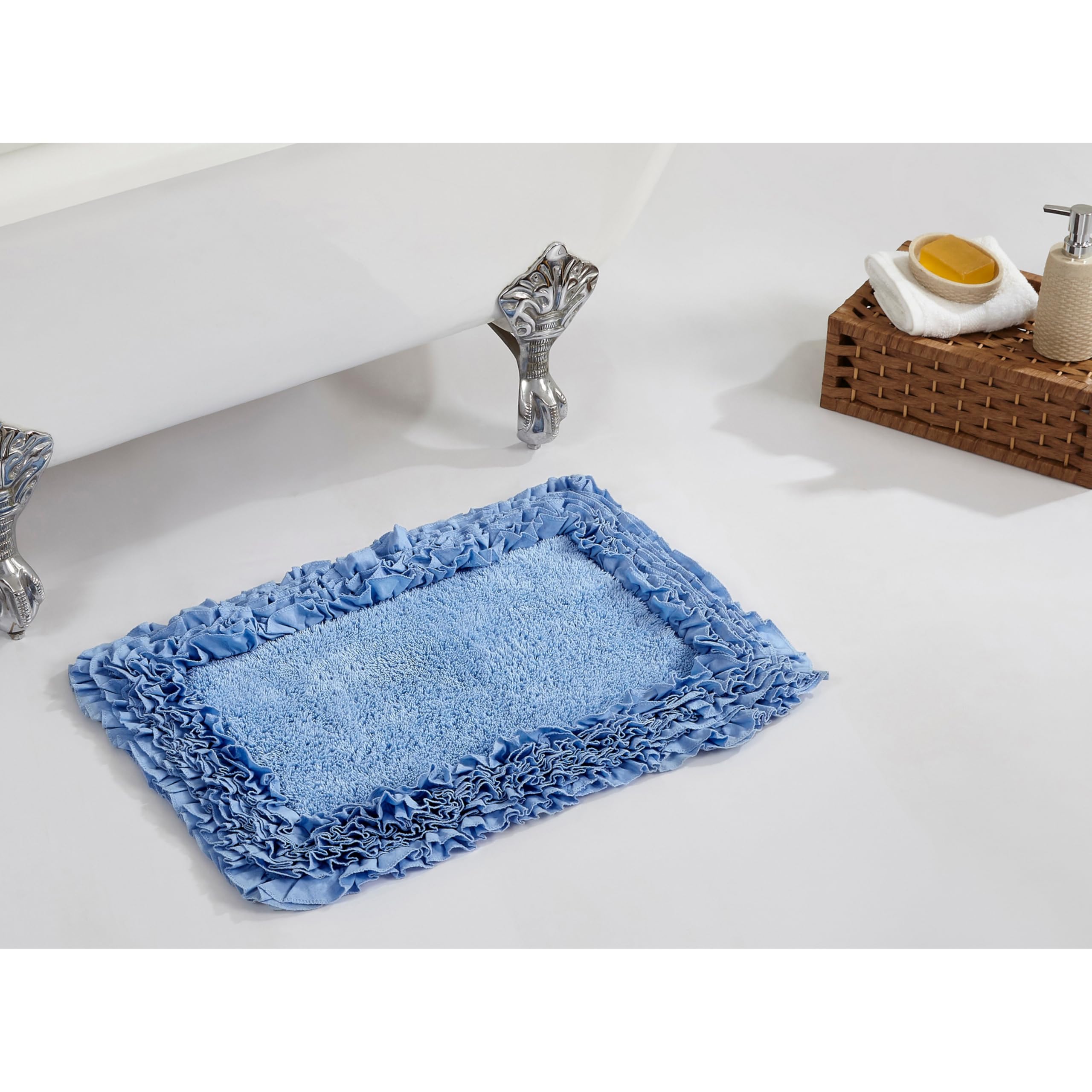 Better Trends 100% Cotton 17 x 24 Bathmat Ultra Soft Water Absorbent Spray Latex Backing Machine Washable Bath Rug for Bathroom 