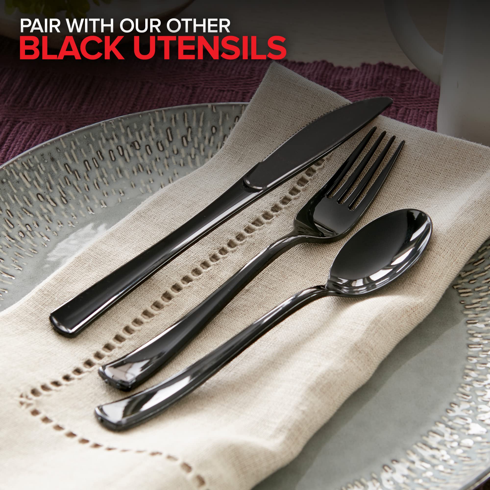 (125-Count) Plastic Spoons, Disposable Silverware For Dinner, Heavy Duty Utensils, Heavyweight Party Flatware, Bulk Cutlery In B