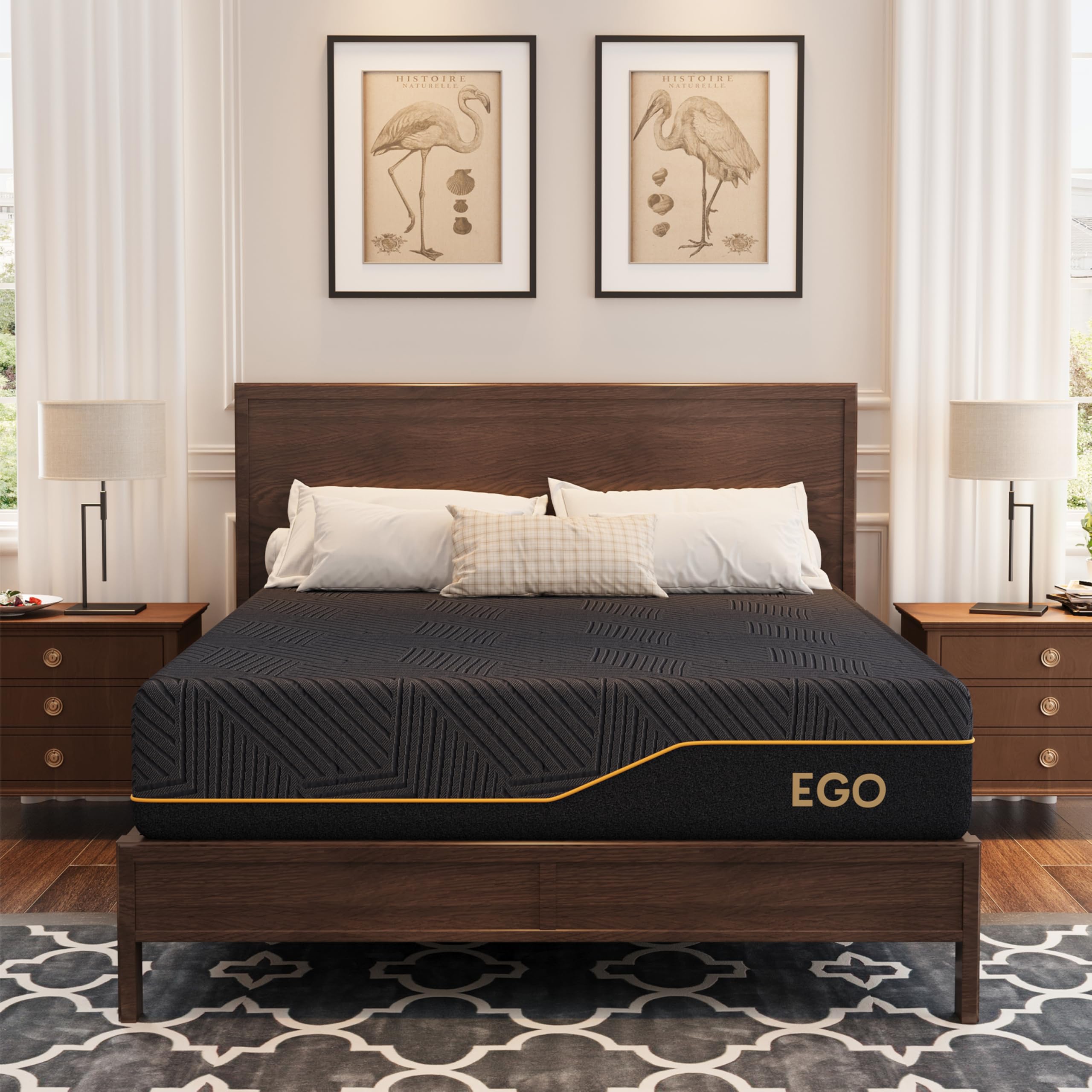 MLILY EGOHOME 12 inch Firm King Size Mattress, Memory Foam Mattress with Cooling Cover, Bed in a Box, CertiPUR-US Certified, Bre
