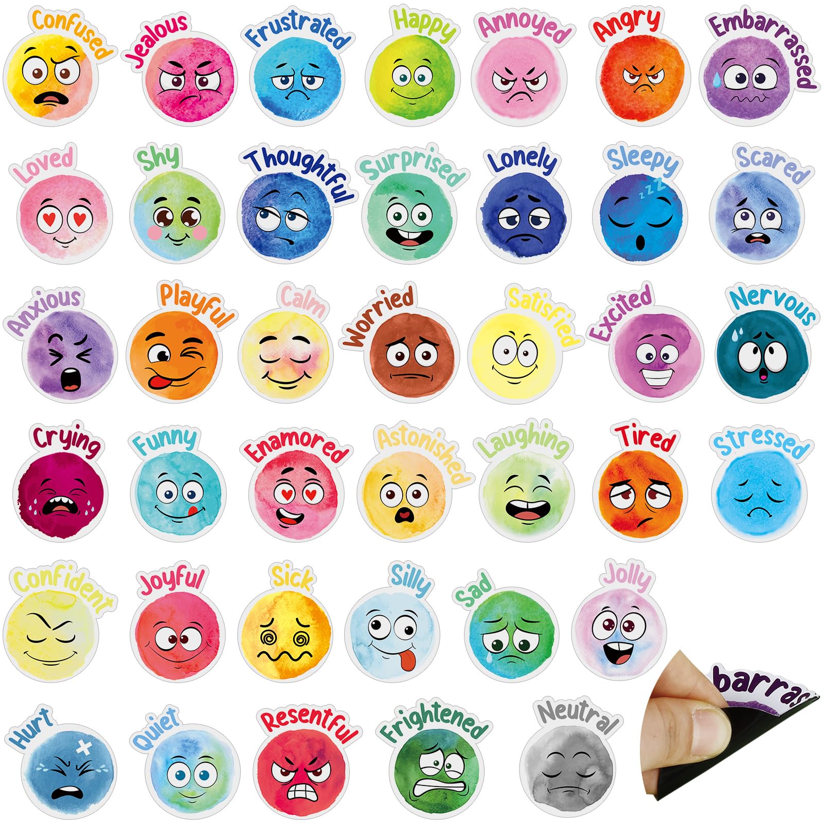 Saysurey 40 Pcs Feelings Refrigerator Magnets Funny Face Emotional Feelings Mood Magnets Cute Social Fridge Decoration for Locke