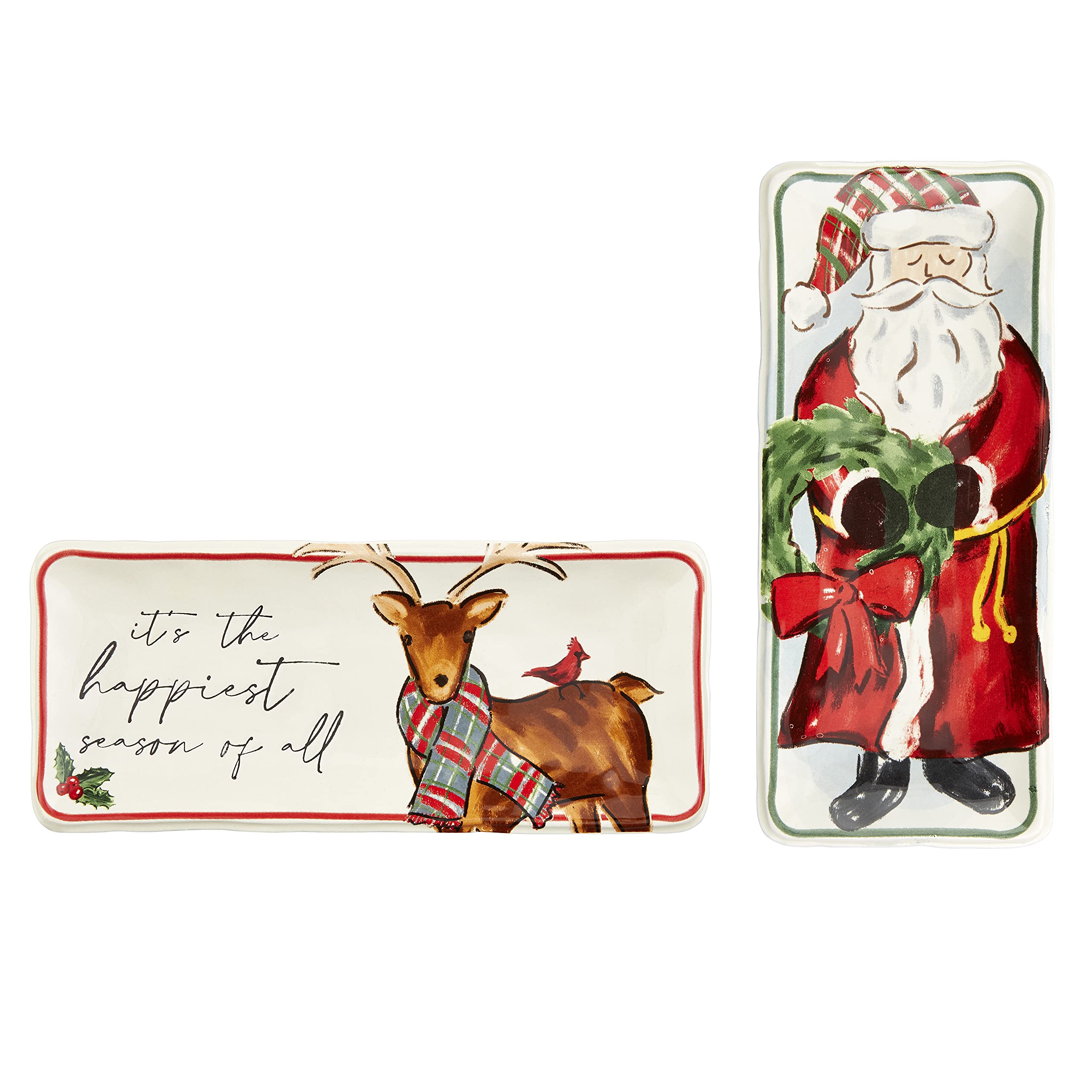 Mud Pie Mini Dolomite Christmas Dish, Deer, 4'' X 9.25''