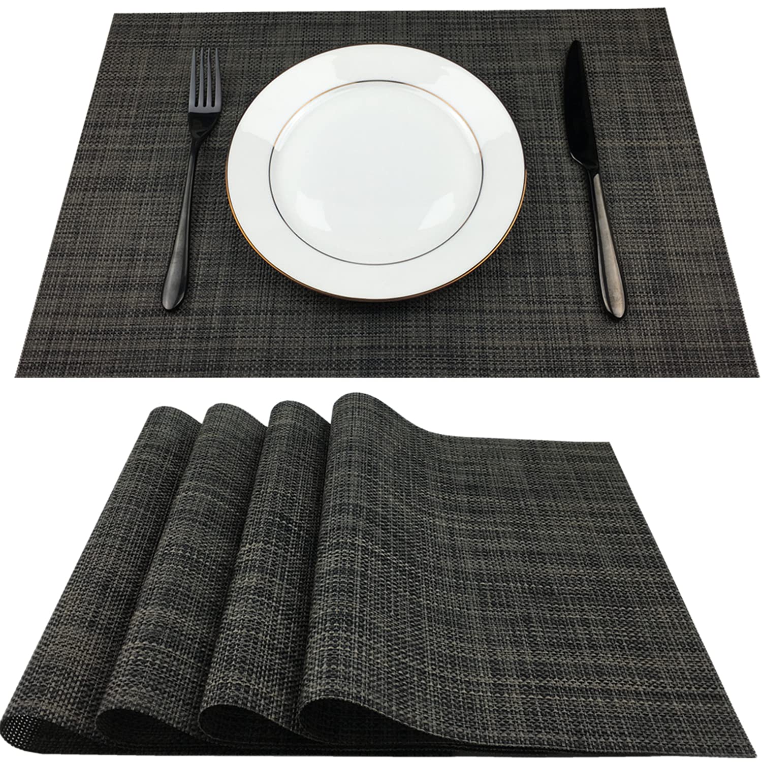 Wazaigur Placemats,Easy To Clean Crisscross Woven Vinyl Place Mats Durable Non-Slip Heat Resistant Table Mats,Placemats For Kitc