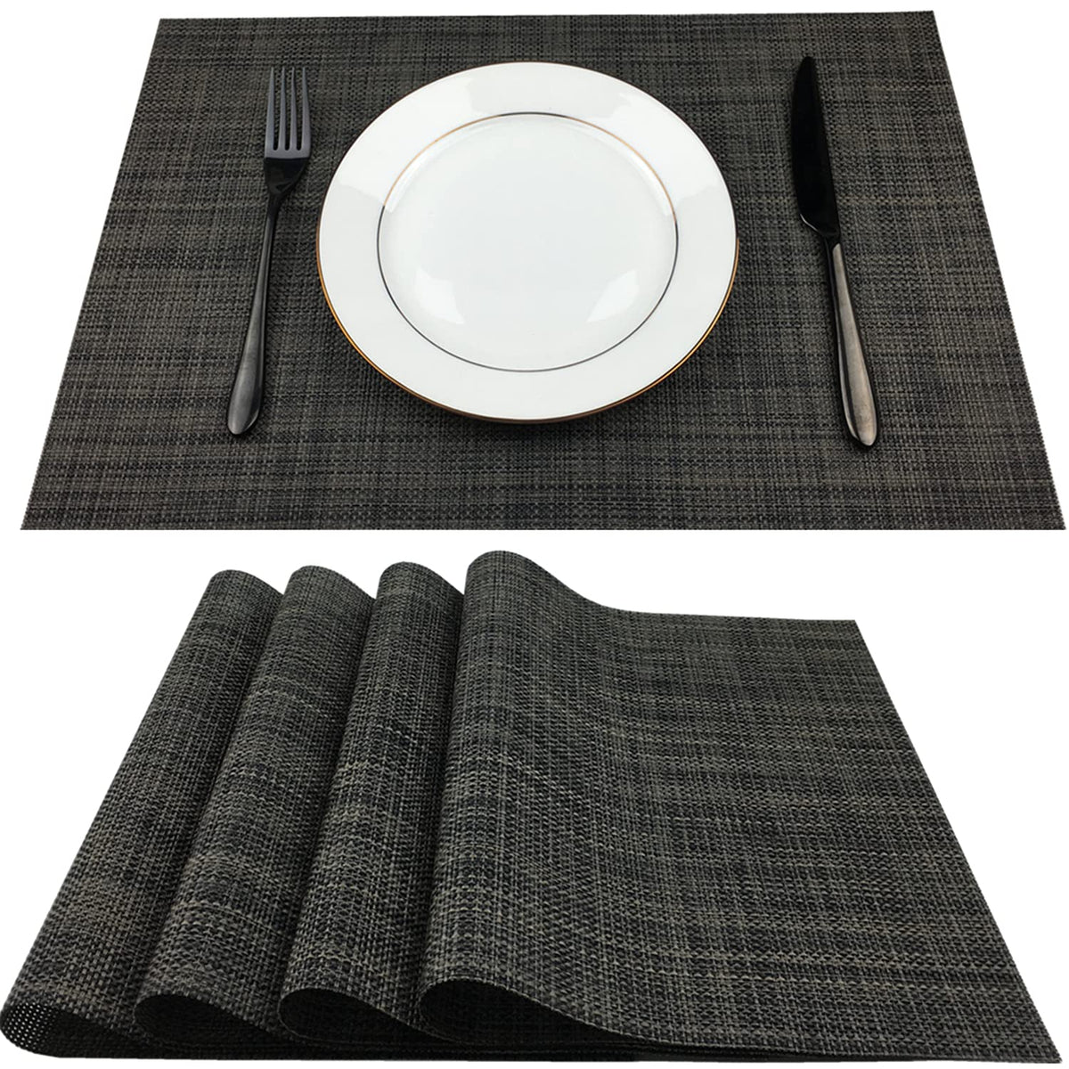 Wazaigur Placemats,Easy To Clean Crisscross Woven Vinyl Place Mats Durable Non-Slip Heat Resistant Table Mats,Placemats For Kitc