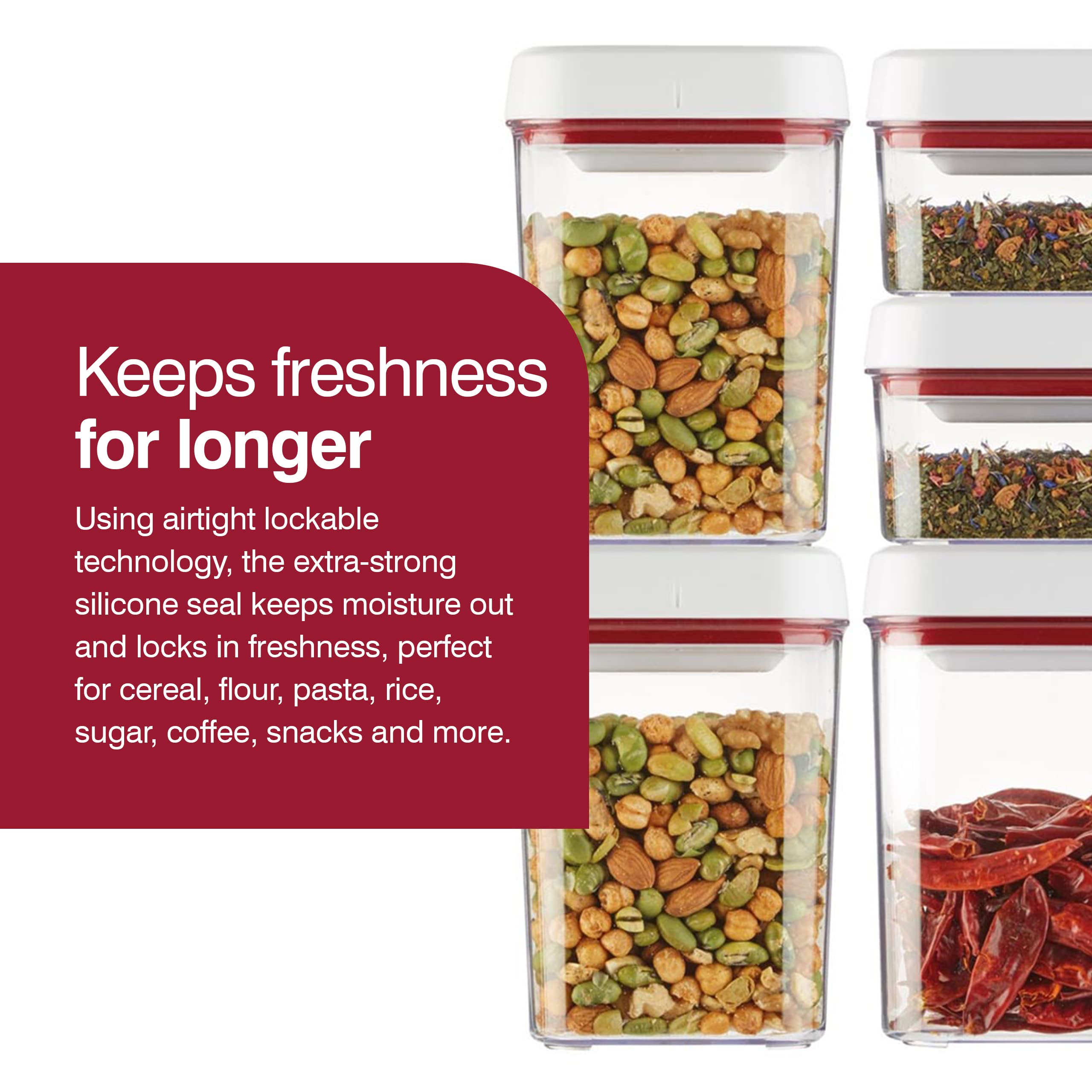 Zyliss Twist & Seal 5-Piece Storage Container Set - Airtight Food Storage Containers - Coffee, Sugar, Cereal, Flour, Pasta And S