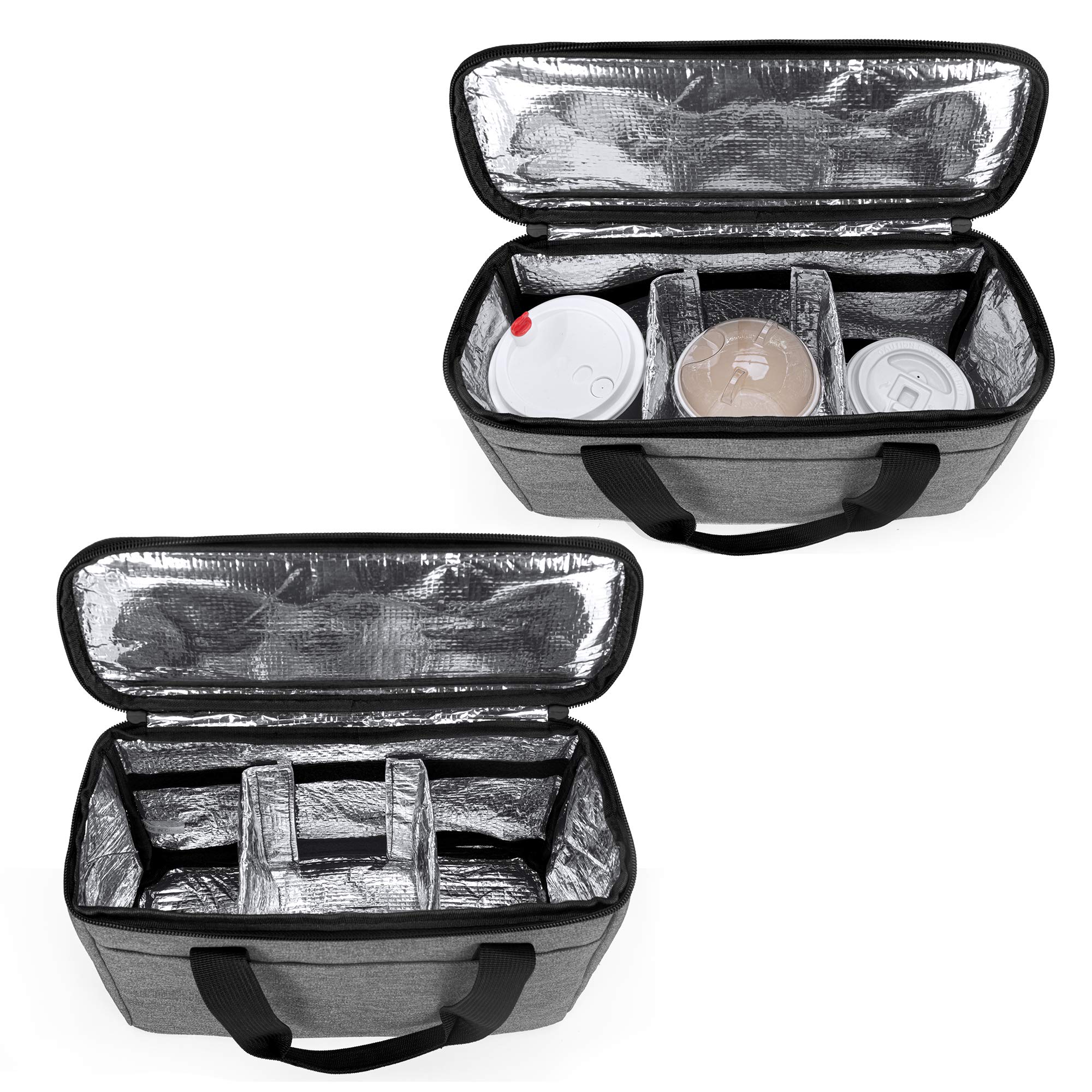 Trunab Reusable 3 Cups Drink Carrier For Delivery With Adjustable Dividers, Insulated Drink Caddy Holder Bag For Take Out, Bever