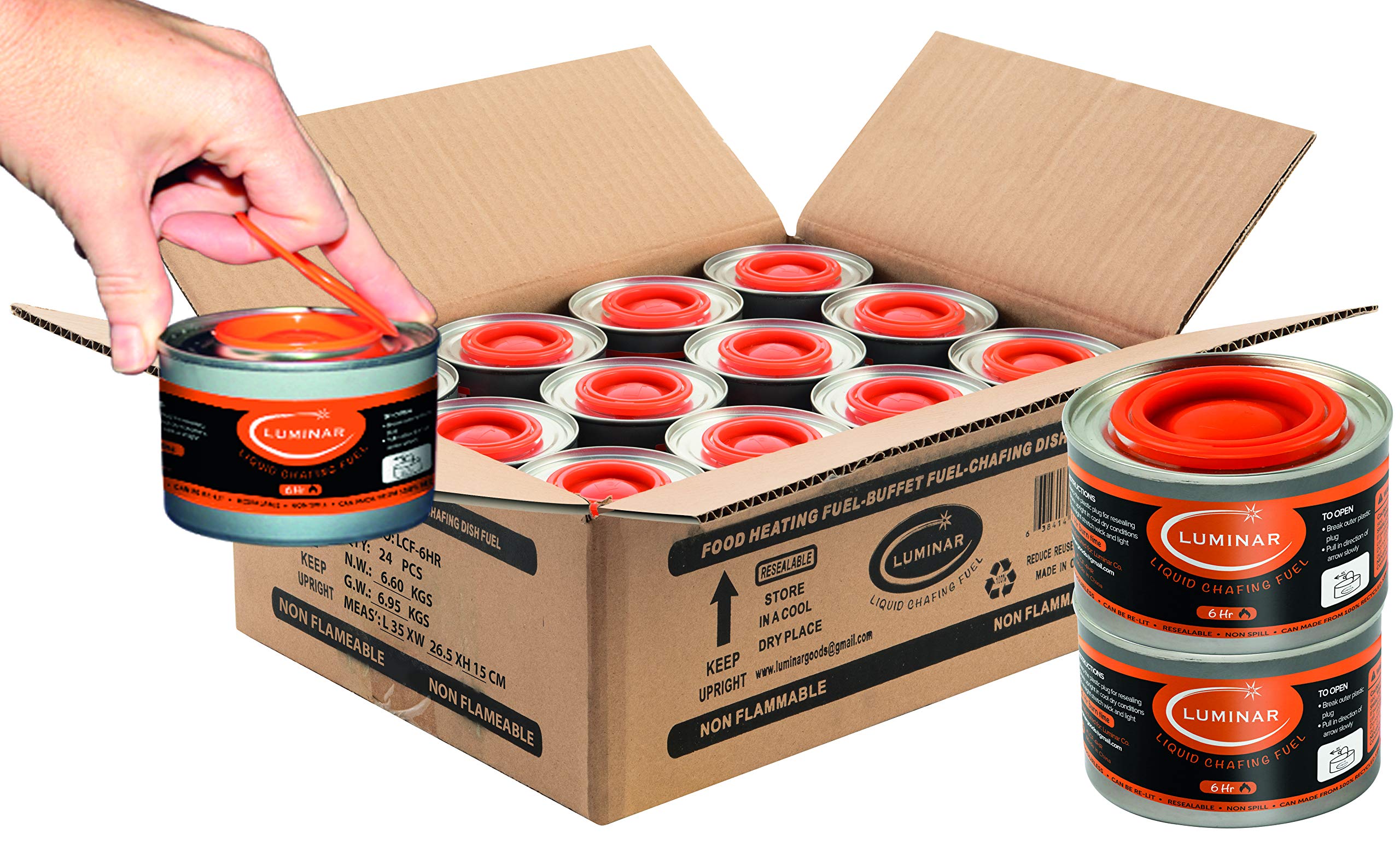 24 Pc 6 Hour Liquid Cooking Chafing Dish Fuel Cans, Food Warmer Heat For Buffet Burners, Parties, Weddings, Banquets, Catering E