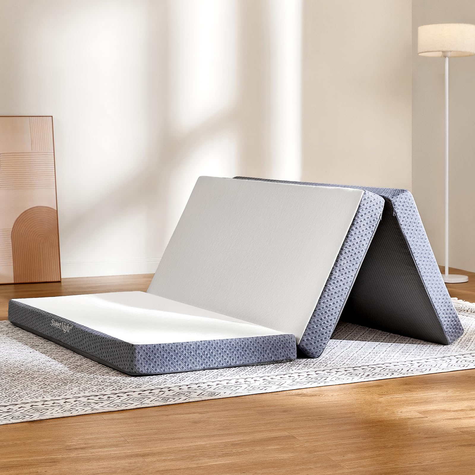 Sweetnight Tri Folding Mattress - 4-Inch Foldable Mattress With A Collapsible And Washable Cover | Medium-Firm With Non-Slip Des