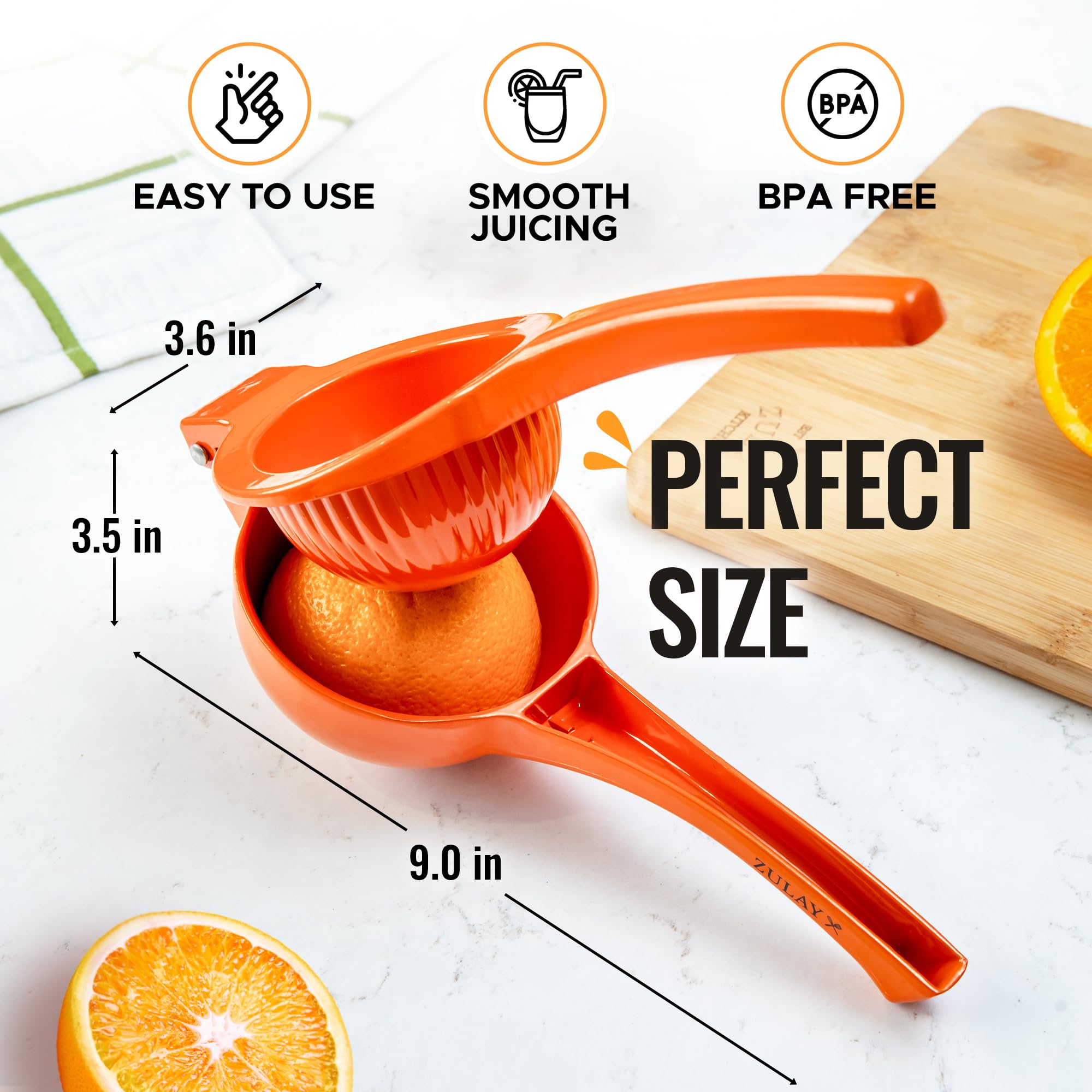Zulay Premium Quality Metal Orange Squeezer, Citrus Juicer, Manual Press For Extracting The Most Juice Possible - Orange Juicer
