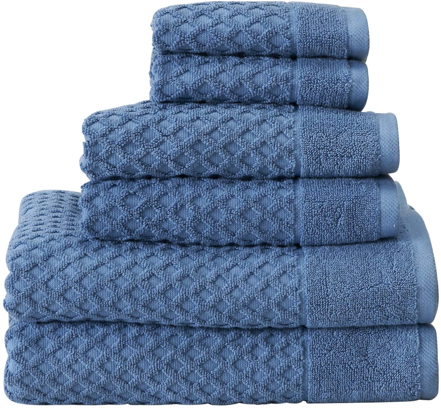 Simpli-Magic 79454 Diamond Bath Towels Set, 6 Piece Set, 2 Bath Towels, 2 Hand Towels, 2 Washcloths, Blue