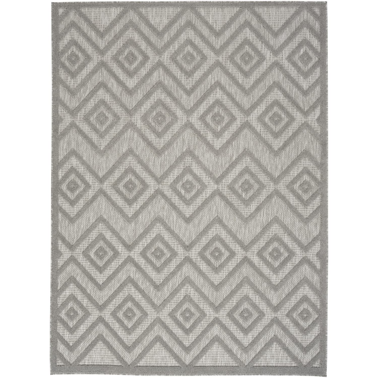 Nourison Versatile Indoor/Outdoor Silver Grey 5 x 7 Area-Rug, Easy-Cleaning, Non Shedding, Bed Room, Living Room, Dining Room,