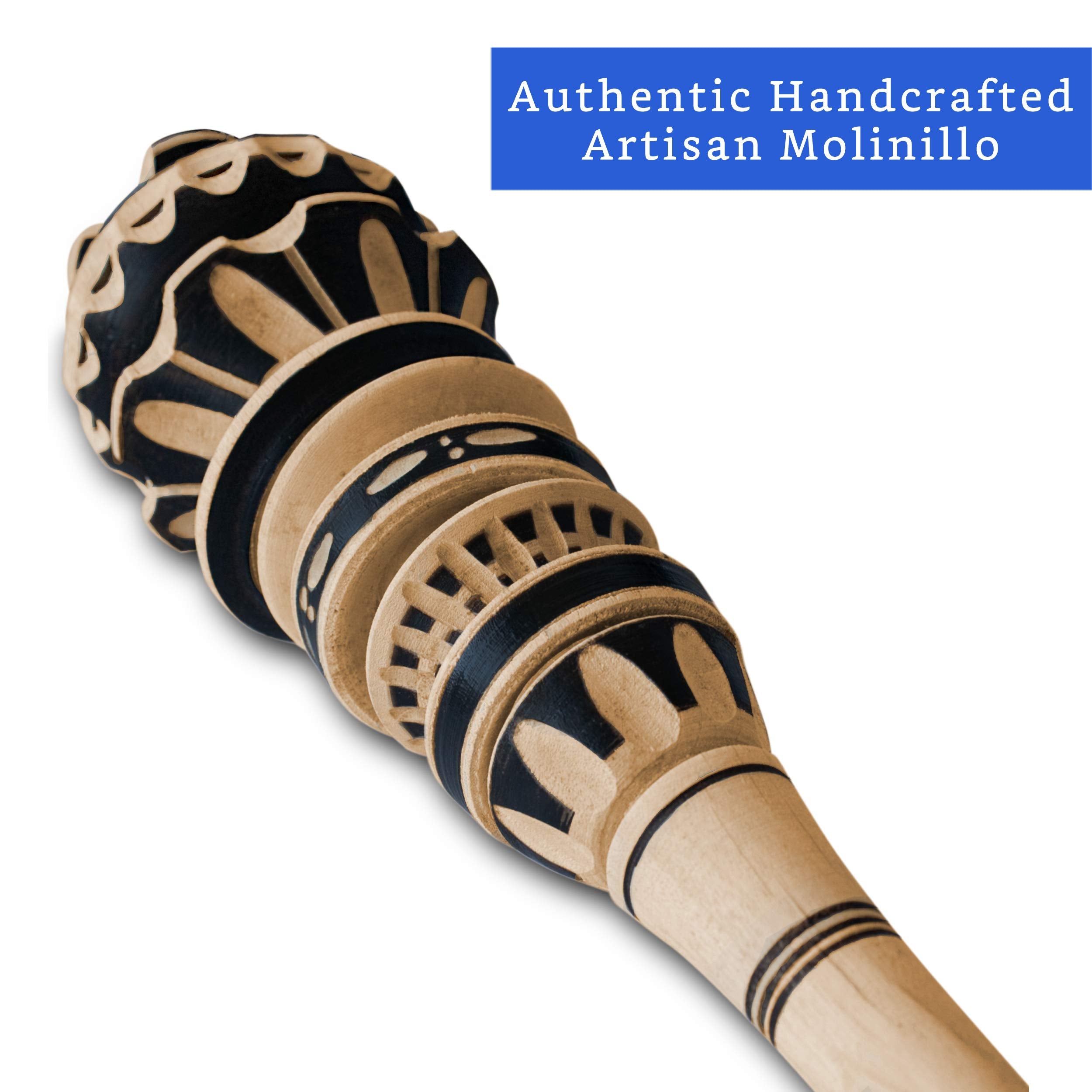 Authentic Artisanal Mexican Molinillo Hot Chocolate Frother (Large) - Handmade Premium Mexican Hot Chocolate Wooden Whisk - Trad