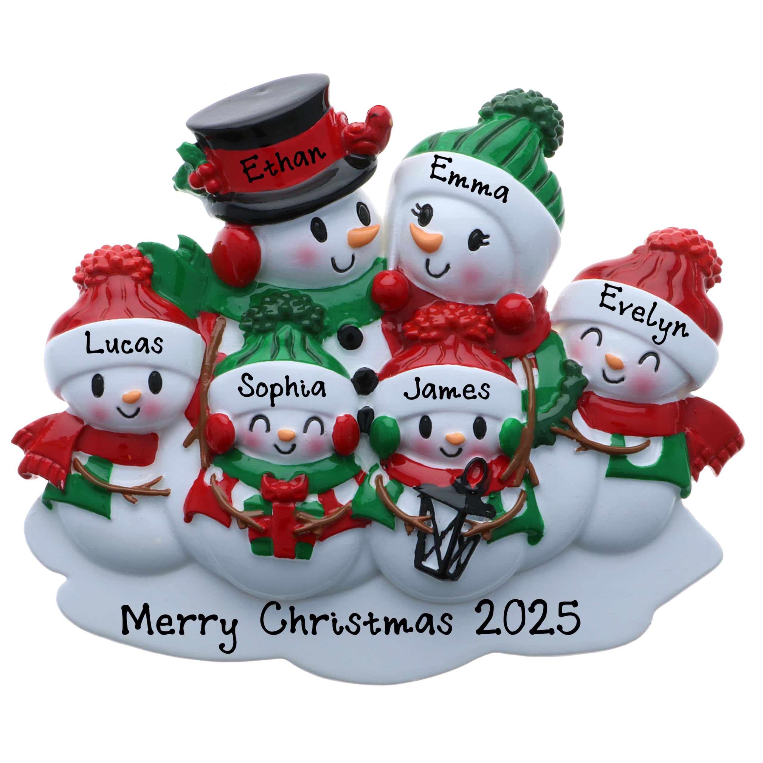 Personalized Family Ornament 2025 Snowman Family of 6 Personalized Christmas Ornament - Personalized Family Christmas Ornaments 