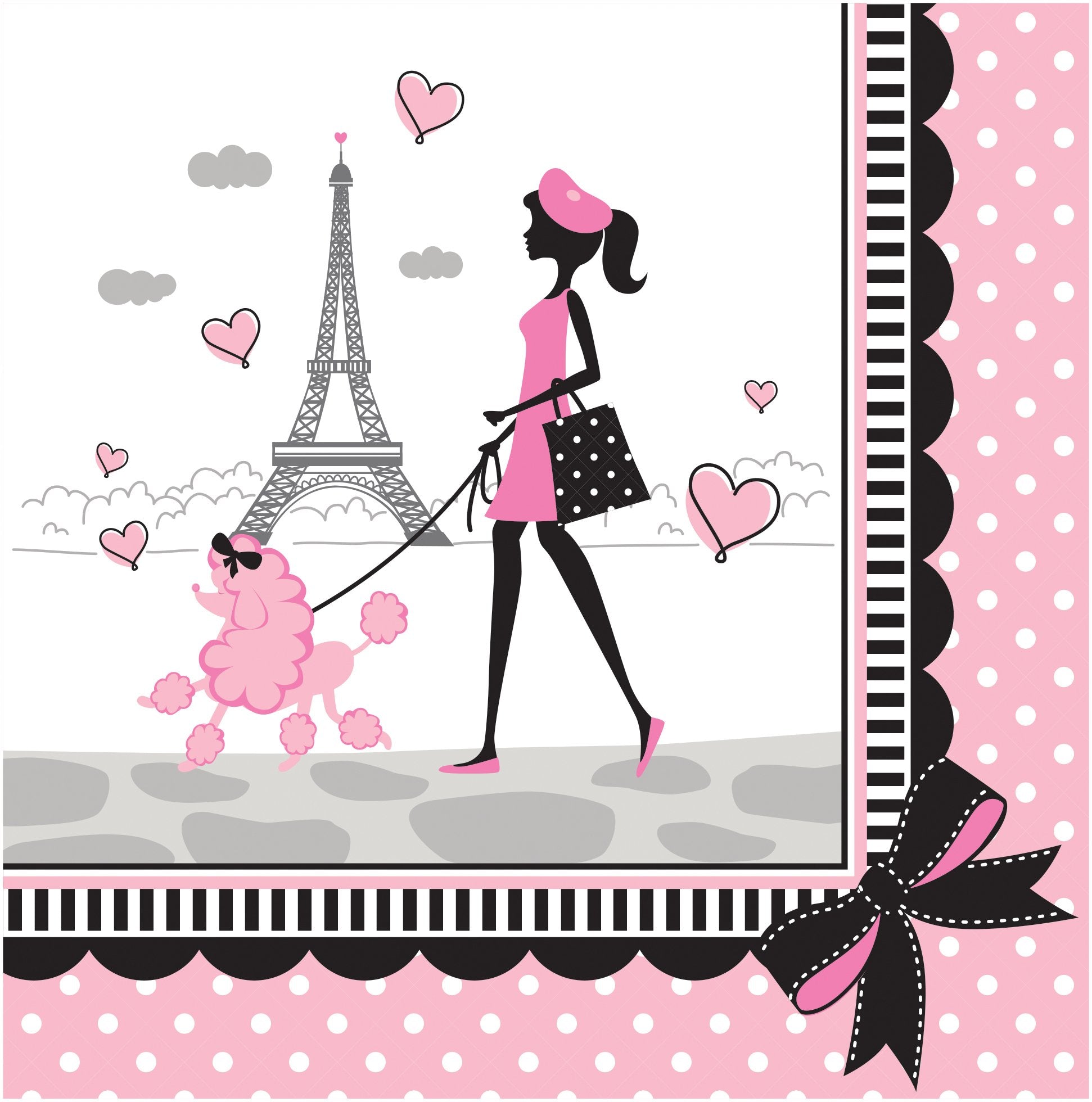 Creative Converting Count Party Lunch Napkins, 6.5 X 6.5-Inch, Pink/Black