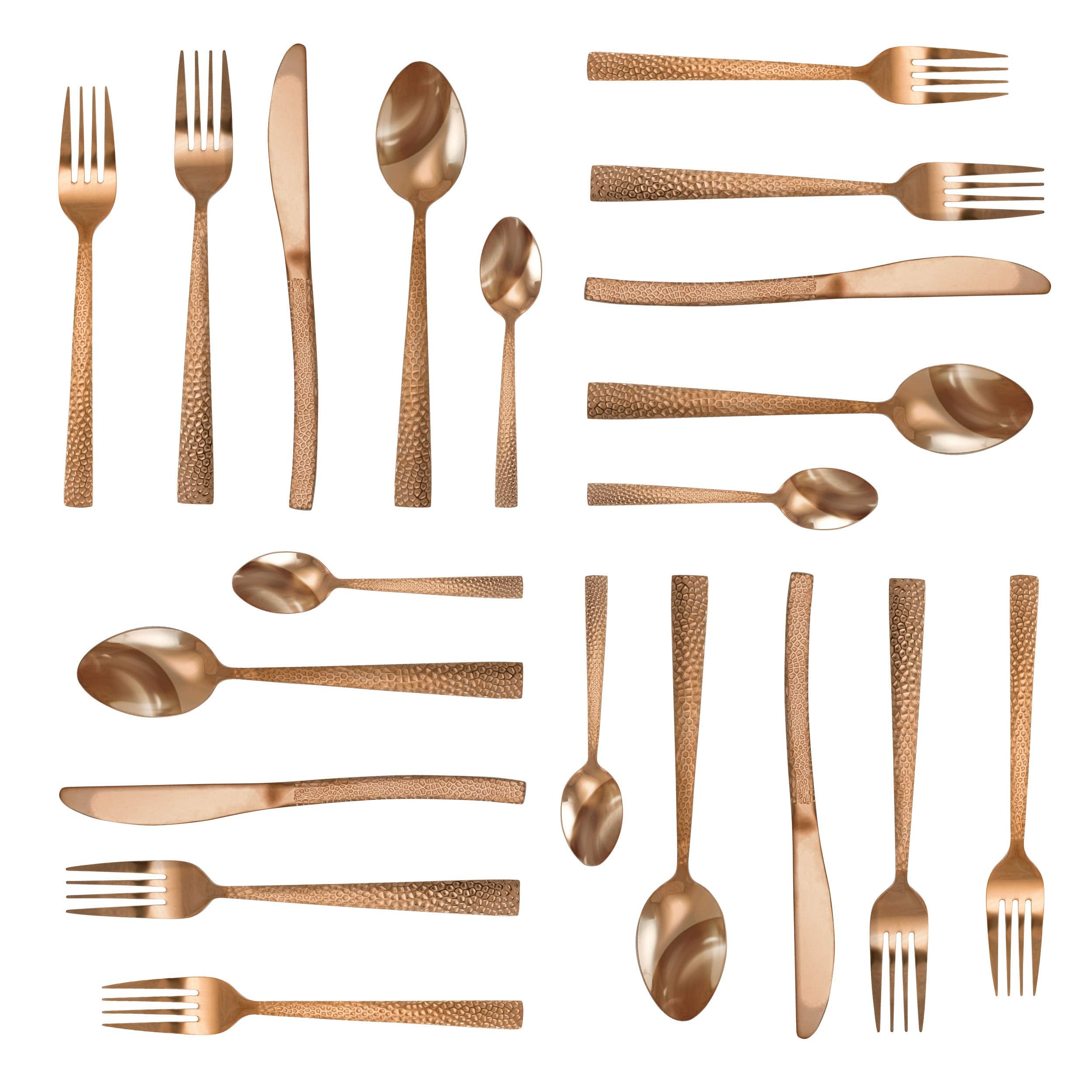 Megachef Baily 20 Piece Flatware Utensil Set, Stainless Steel Silverware Metal Service For 4 In Rose Gold