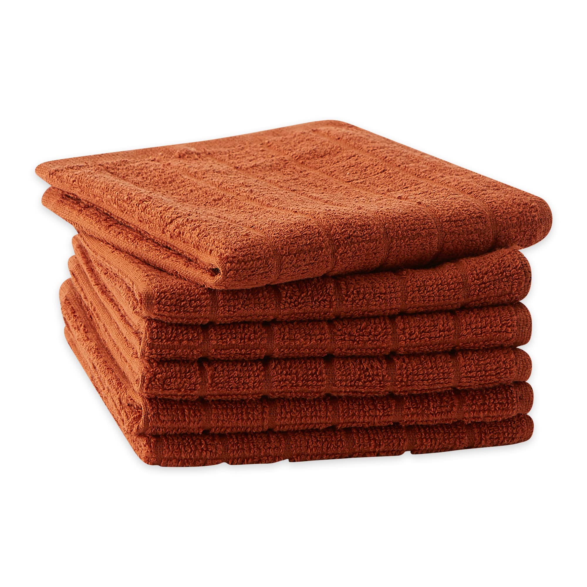 DII Basic Terry Collection Solid Windowpane Dishcloth Set  12x12  Cinnamon  6 Count