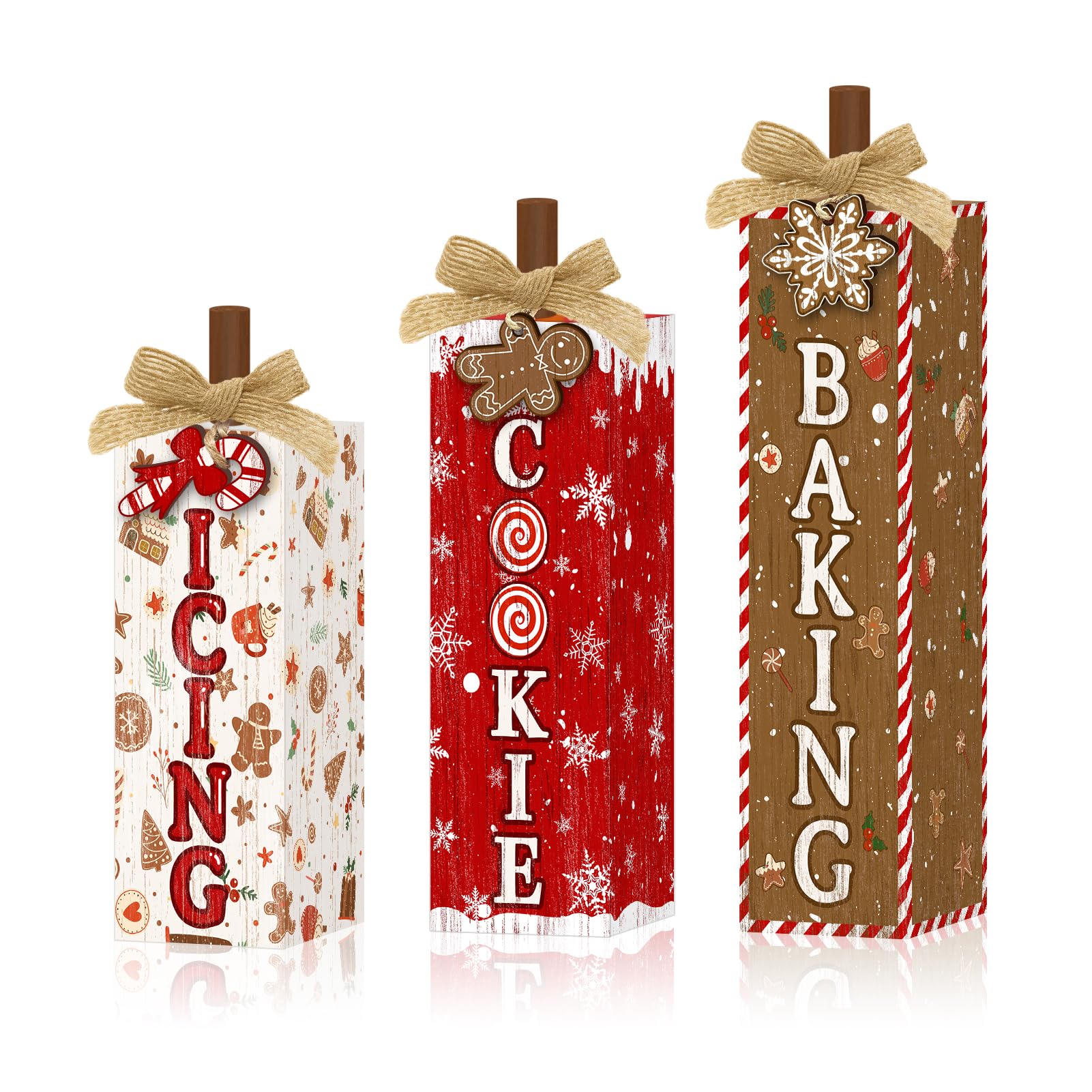 3 Pcs Thanksgiving Table Decor Fall Decorations for Home Wooden Tiered Tray Decor, Colorful Blessed Thankful Grateful Farmhouse 