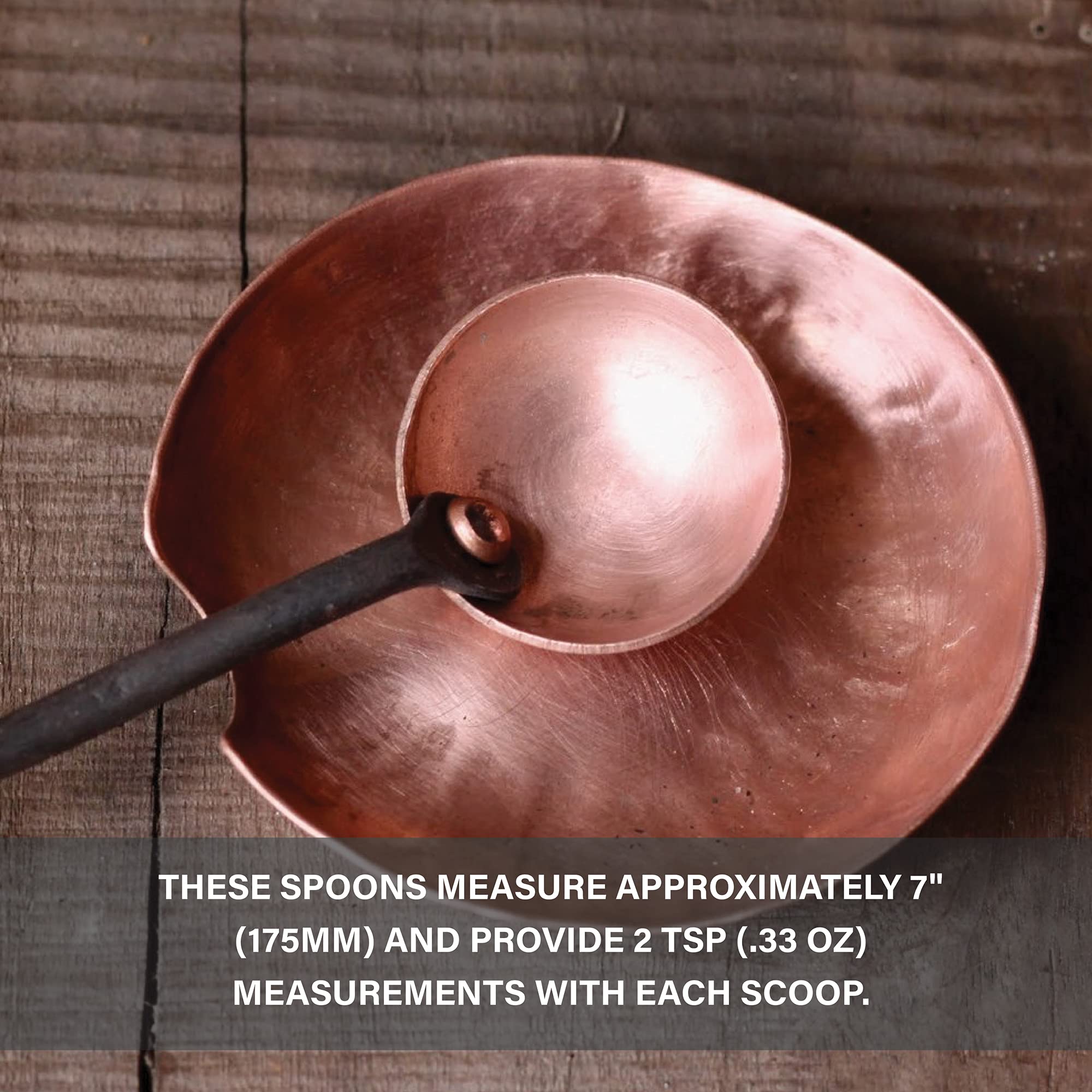 Copper And Steel Coffee Scoop | Food Grade & Measures 2 Tsp | Antique & Rustic Cast Iron Metal Spoon | Use For Espresso Beans, T