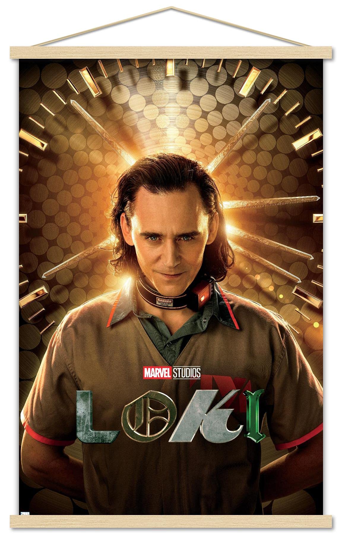 Trends International Marvel Loki-Teaser Wall Poster With Magnetic Frame, 22.375'' X 34'', Print And Beechwood Hanger Bundle