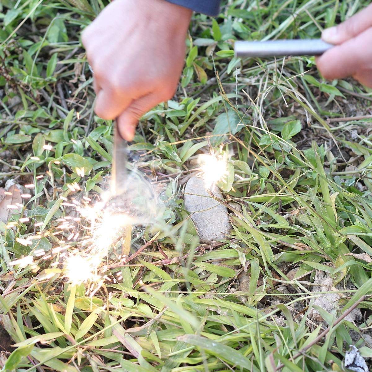 bayite Ferro Rod Fire Starter - 1/2 Inch x 6 Inch Drilled Ferrocerium with Lanyard Hole for Camping & Emergency Use