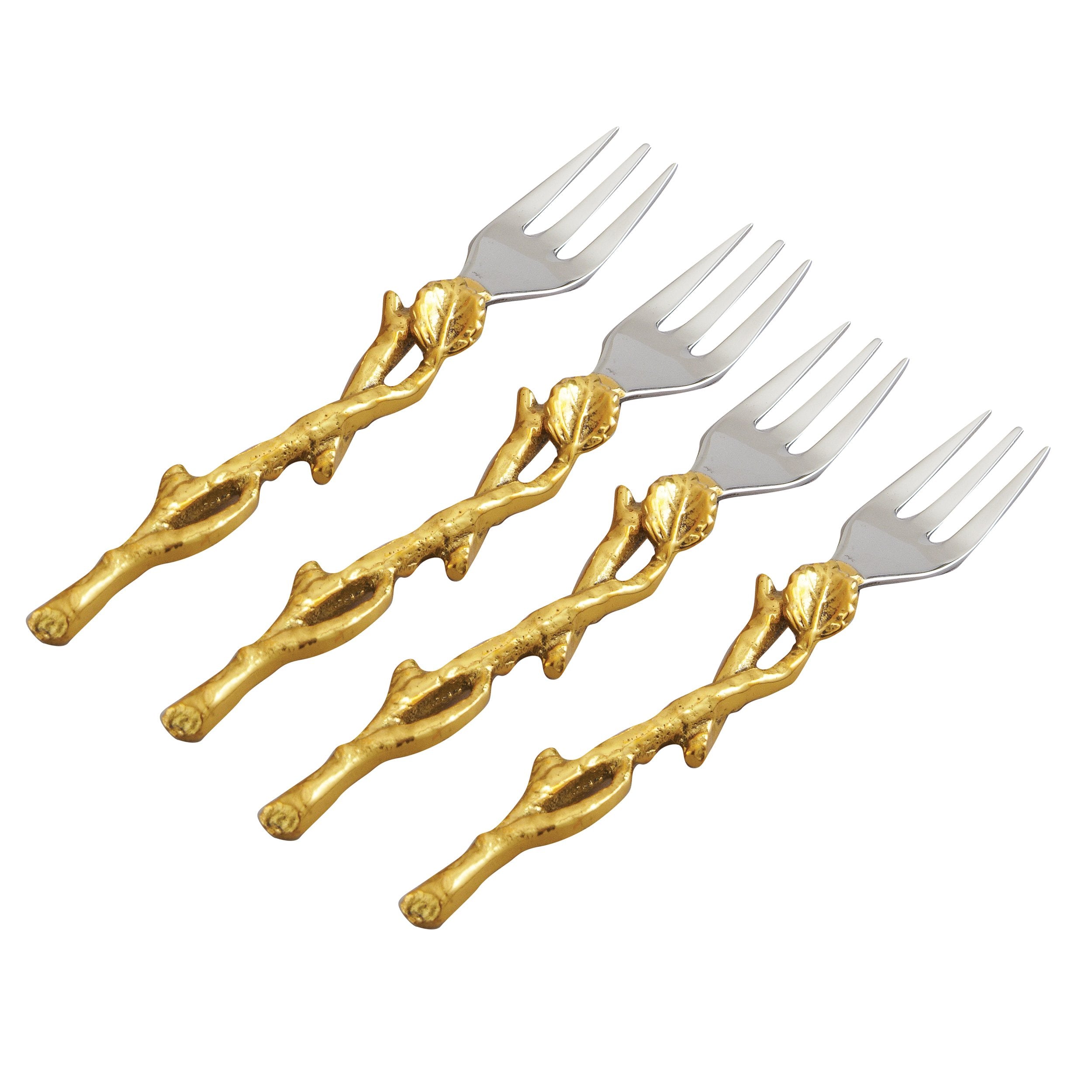 Elegance Golden Vine Forks, 5.25-Inch, Silver/Gold, Set Of 4