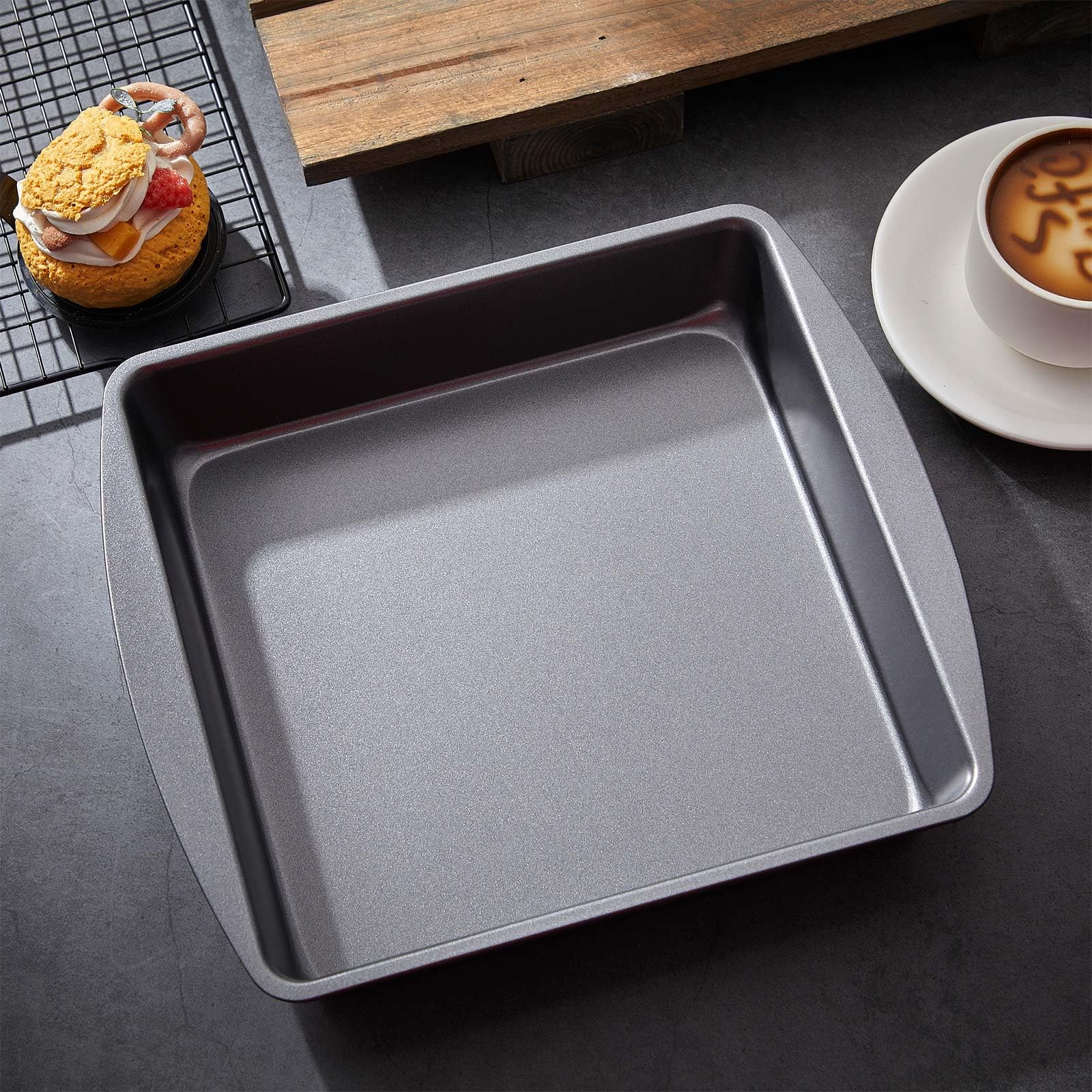 Tioncy 6 Pcs Square Cake Pan Set Steel 9 X 9 Inch Nonstick Baking Pan Oven Pan For Home Baking Brownie Muffin Kitchen Bakeware