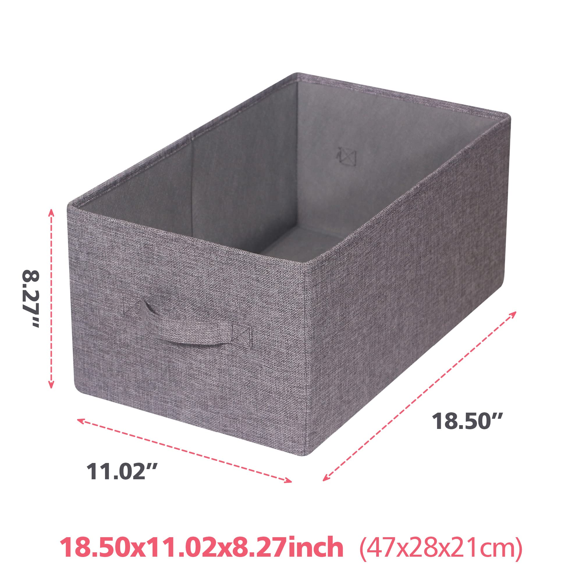 Tenabort Set Of 3 Closet Organizer Bins With Handle, Fabric Foldable Storage Baskets Cloth Box Containers For Shelves Home Offic