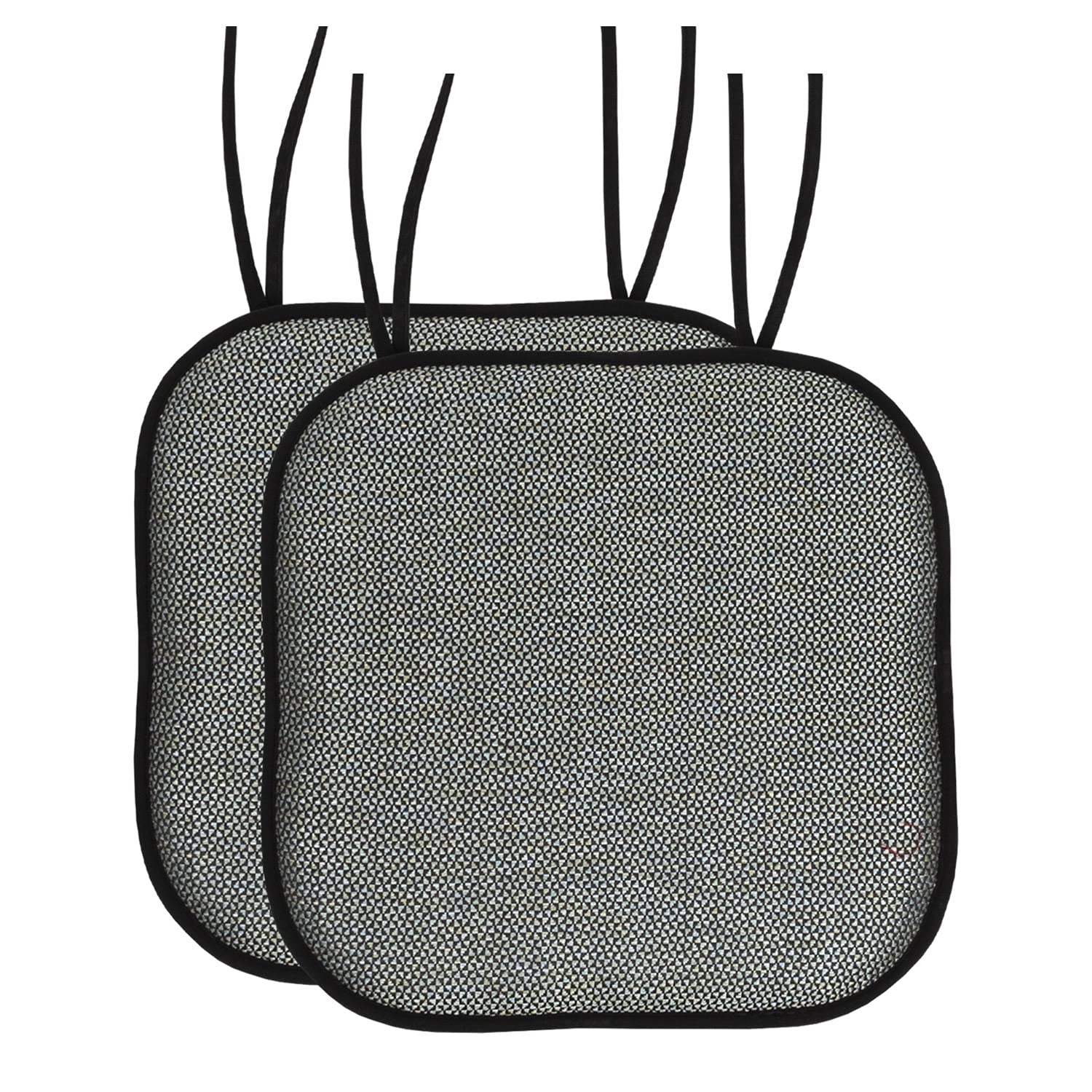 Chair Cushion Memory Foam Pads With Ties Honeycomb Pattern Slip Non Skid Rubber Back Rounded Square 16'' X 16'' Seat Cover