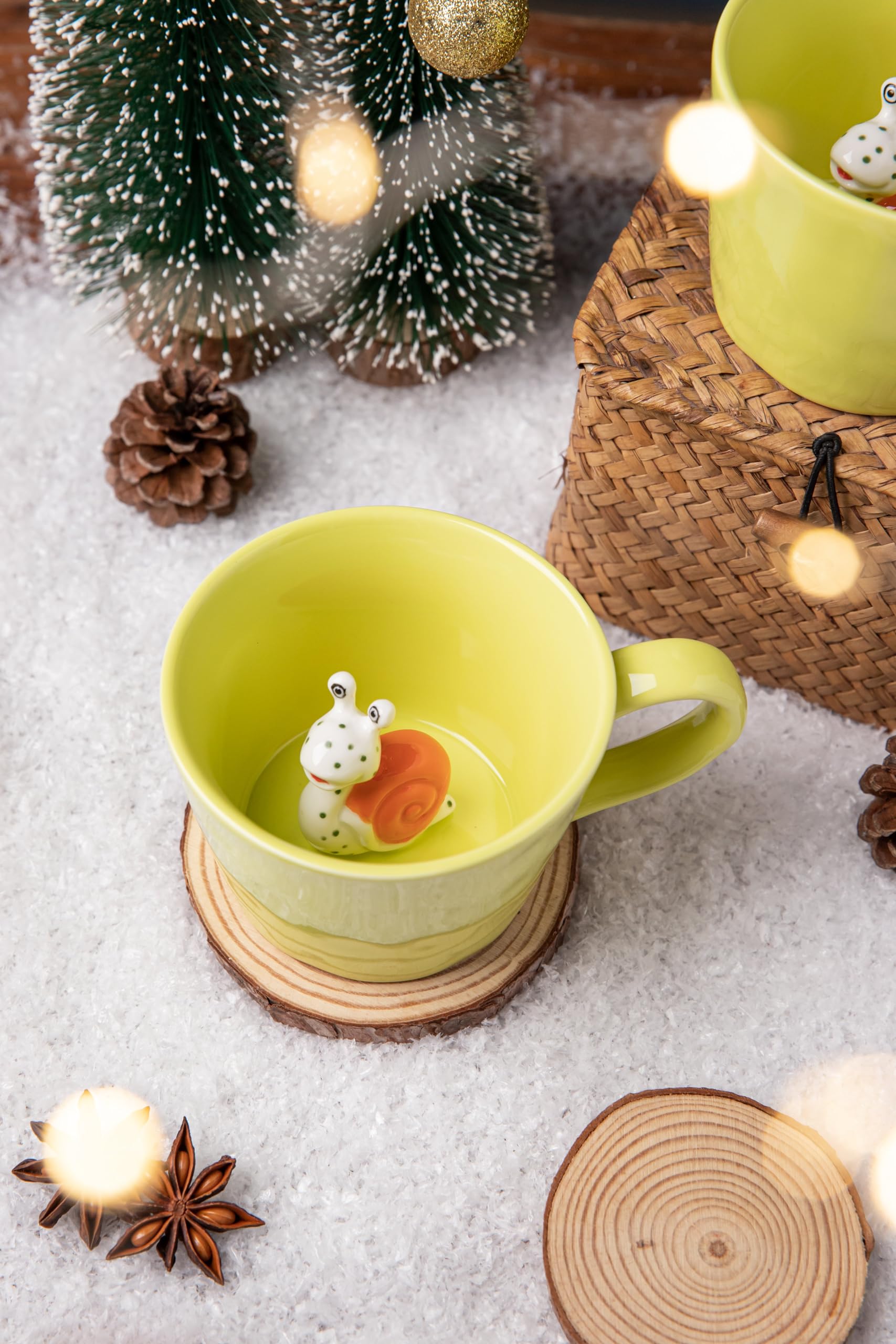 DIHOclub Ceramic Snail Cup Hidden 3D Animal Inside Mug