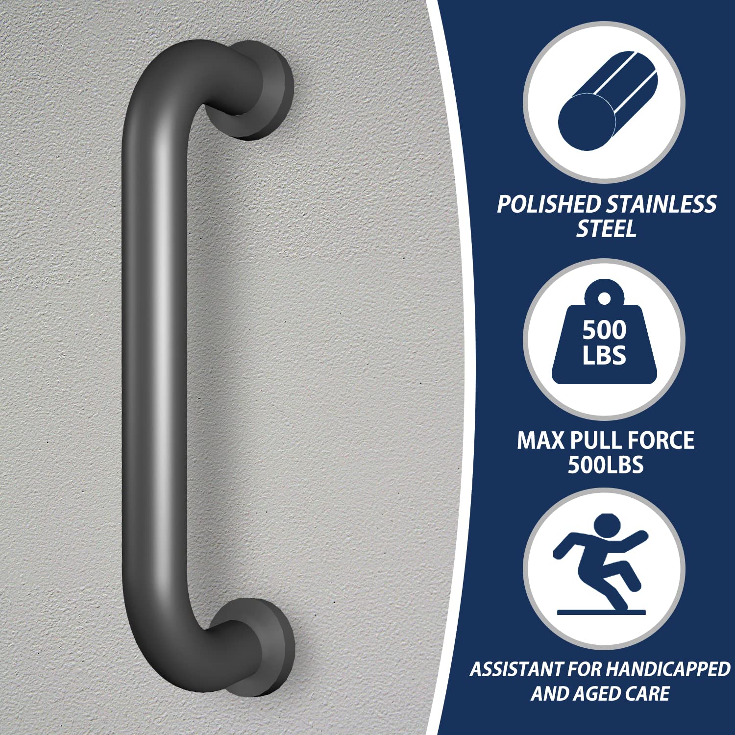 Safety Handle Bar Iron Outdoor Deck Rail Safety Handle Bar Banister Rail Bath Handle Shower Handle Indoor & Outdoor Deck Hand Ra
