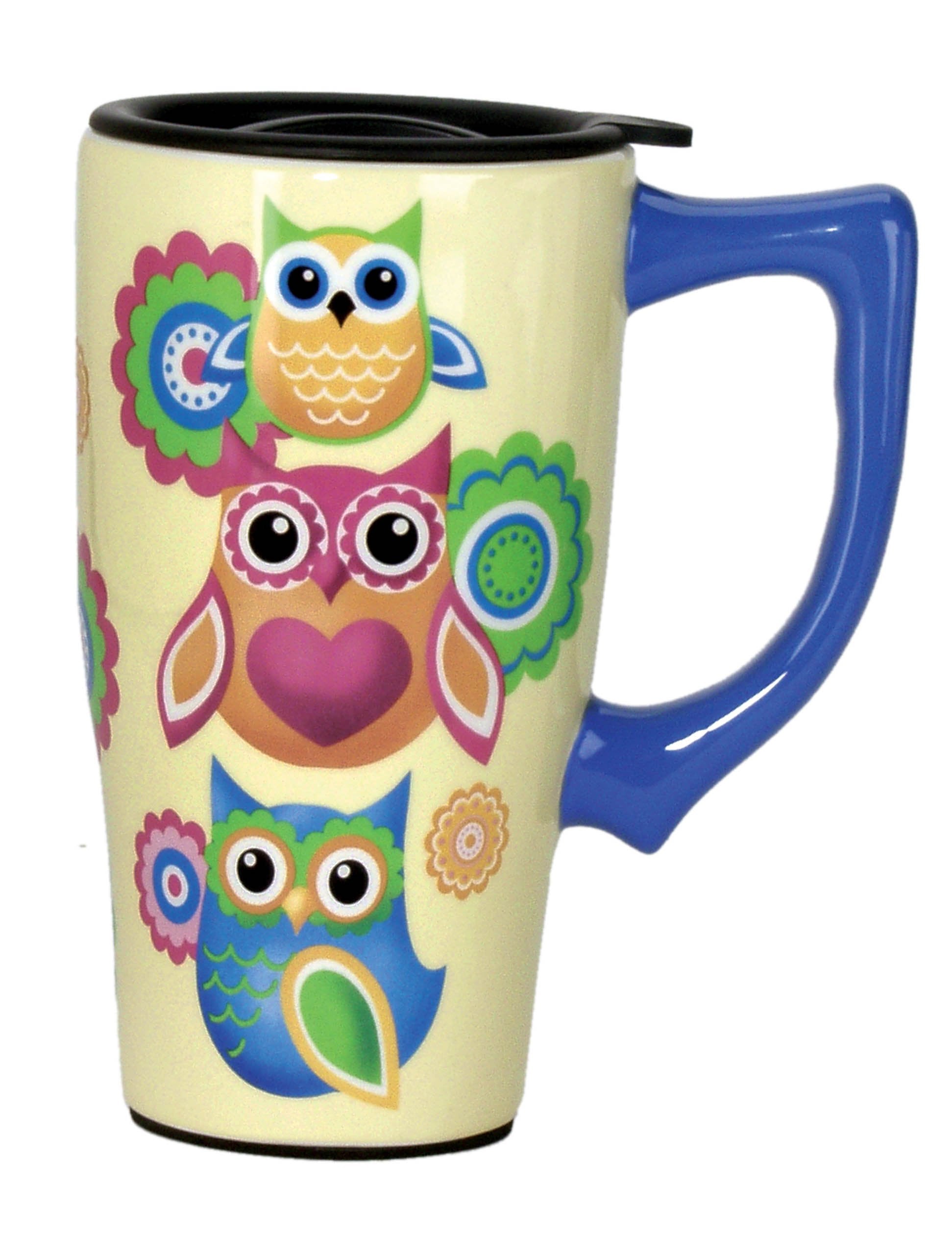 Spoontiques OWLS TRAVEL MUG, 18 ounces