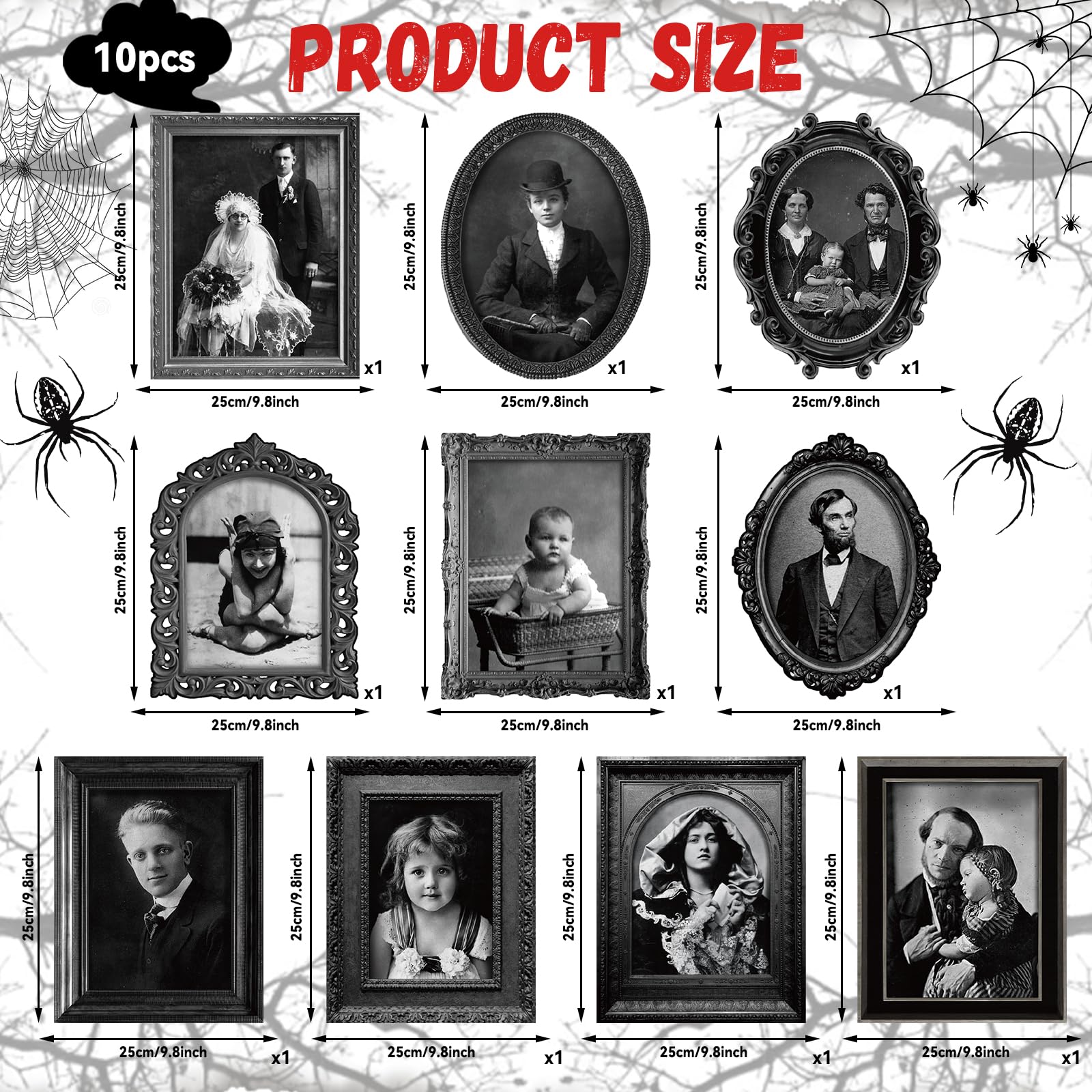 10 Pcs Halloween 3D Changing Face Moving Picture Gothic Mansion Portrait Moving Horror Scary Pictures Halloween Portraits Poster