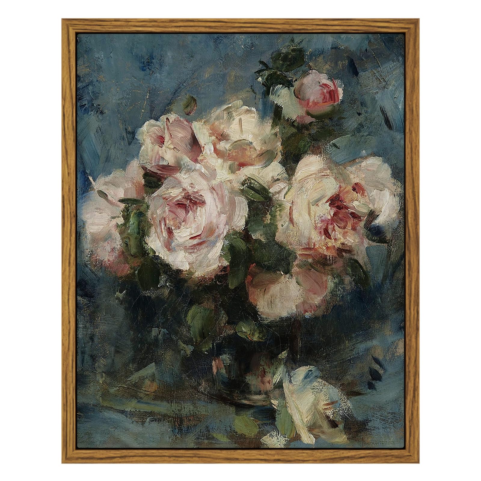 Insimsea Framed Wall Art For Living Room Roses In Vase Canvas Flower Art Home Decor Boho Wall Pictures Vintage Botanical Art Mid