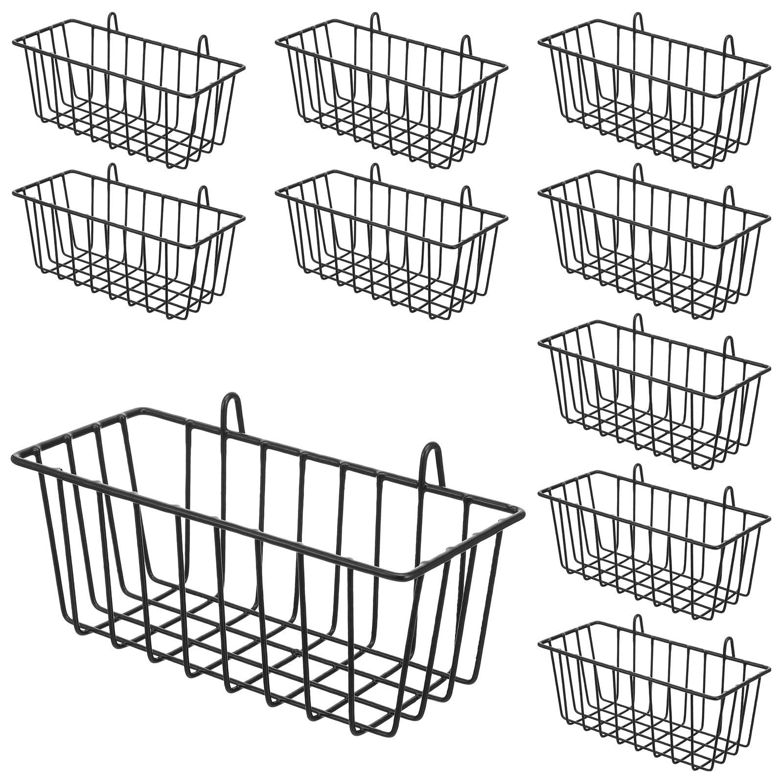 10 PCS Hanging Wire Baskets for Organizing  Hanging Metal Basket Storage with Wall Grid Panel, RustResistant Iron for Kitchen 