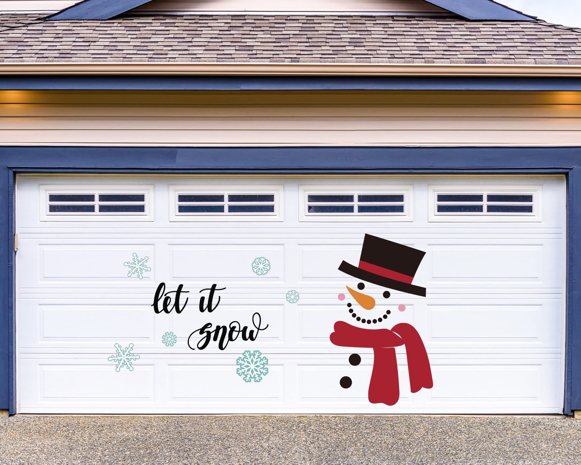 Whaline 21Pcs Christmas Winter Garage Decoration Magnet Stickers Snowman Magnet Decals Refrigerator Stickers Let It Snow Christmas Garage Door Decals for Christmas Party Supplies Home Decorations