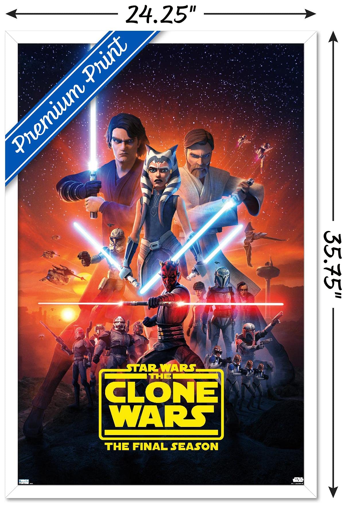 Trends International Star Wars: The Clone Wars - Season 7 Key Art Wall Poster, 22.375'' X 34'', White Framed Version