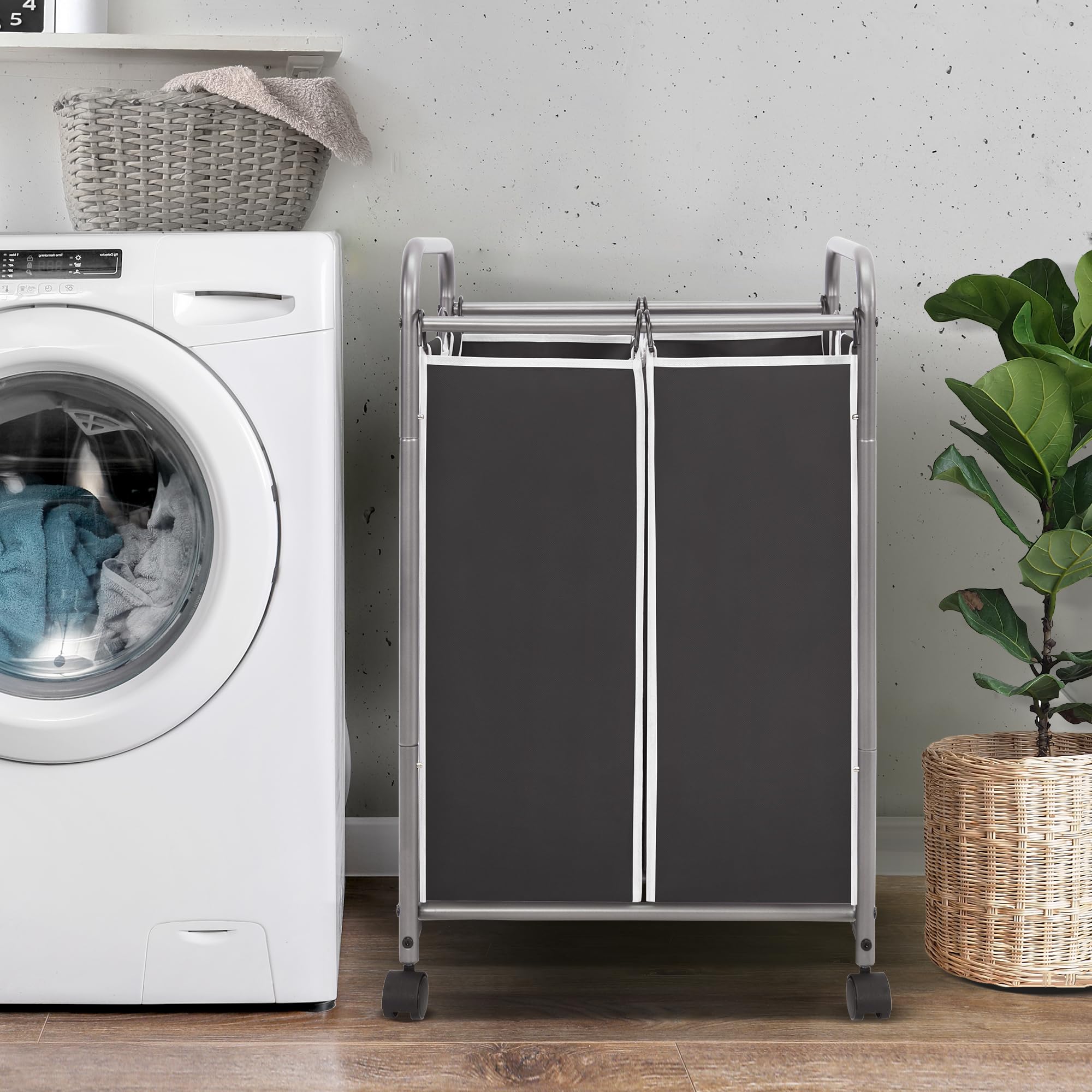 Storage Maniac Laundry Sorter 2 Section, 90 L Laundry Hamper With Wheels, Laundry Basket Sorter, Laundry Separator Hamper, Laund