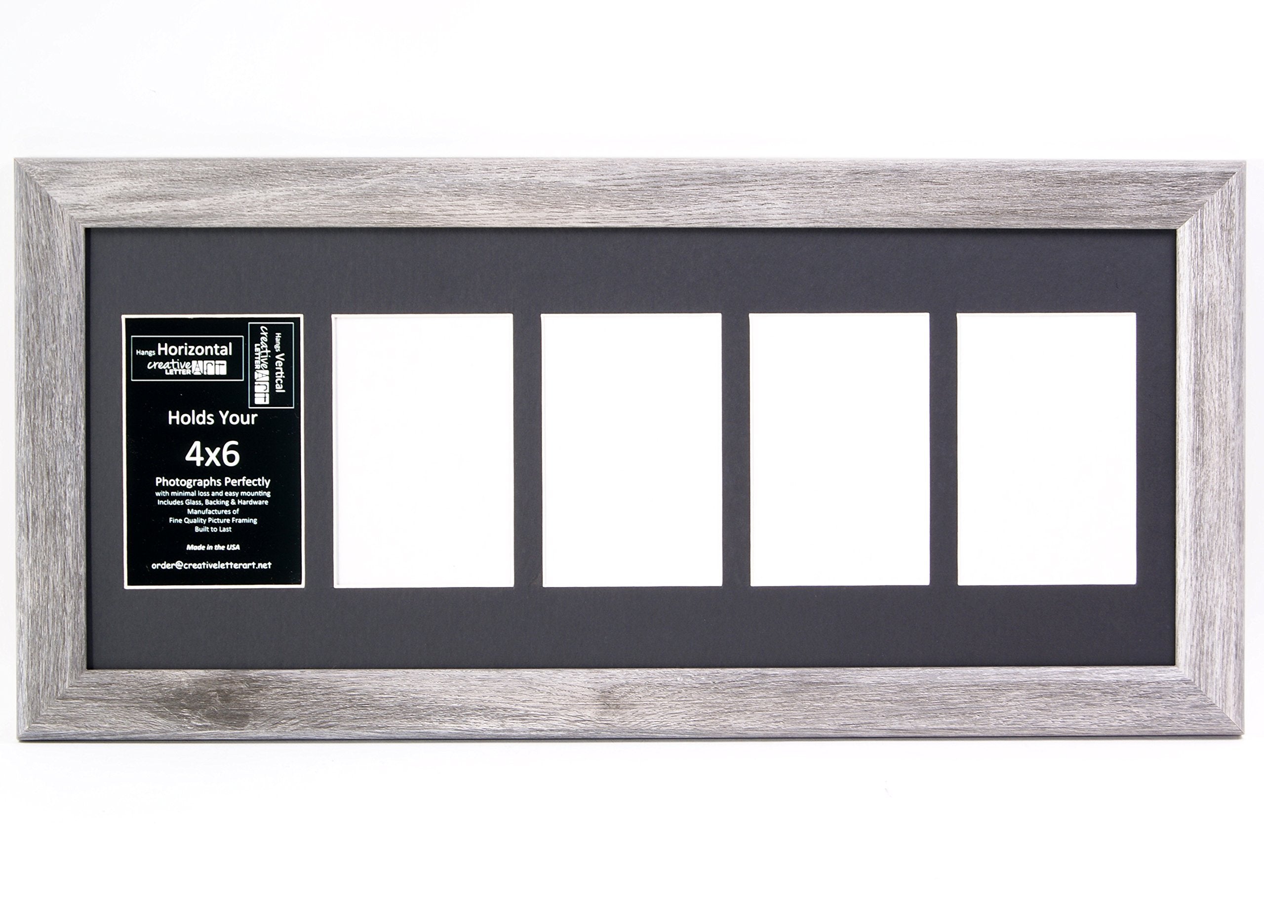 Creative Letter Art 4    x 6    Multiple Opening Picture Frame Collage with 5 holes, Hamptons Driftwood Grey Frame with 10 x 24-