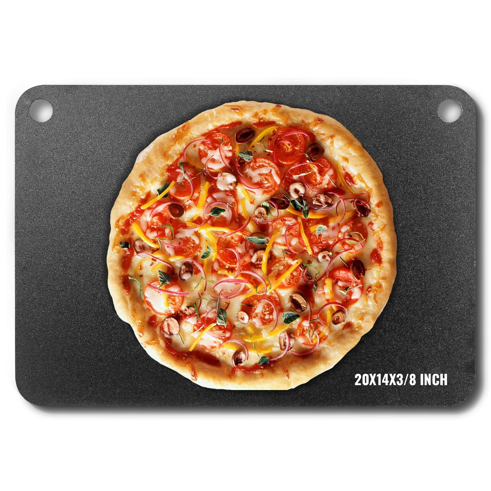 VEVOR Pizza Steel, 20 x 14 x 3/8 Pizza Steel Plate for Oven, Pre-Seasoned Carbon Steel Pizza Baking Stone with 20X Higher Conduc